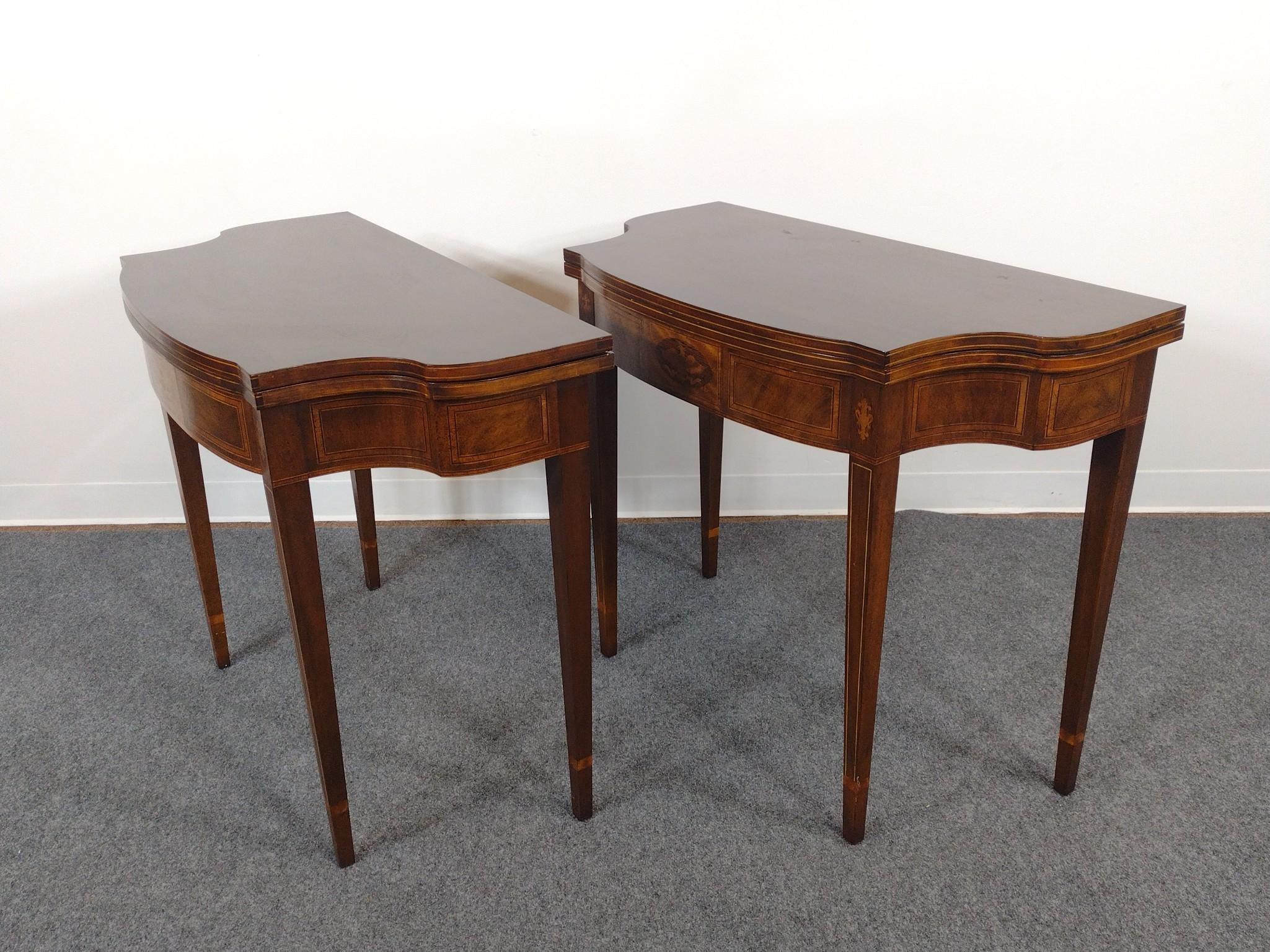 Pair of Baker Furniture Inlaid Game Tables