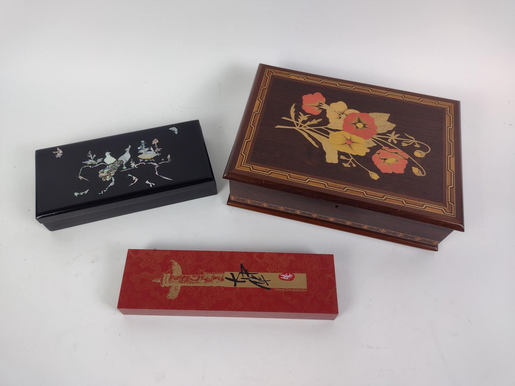 Chopsticks, Black Lacquer Stationary Box, Jewelry Box