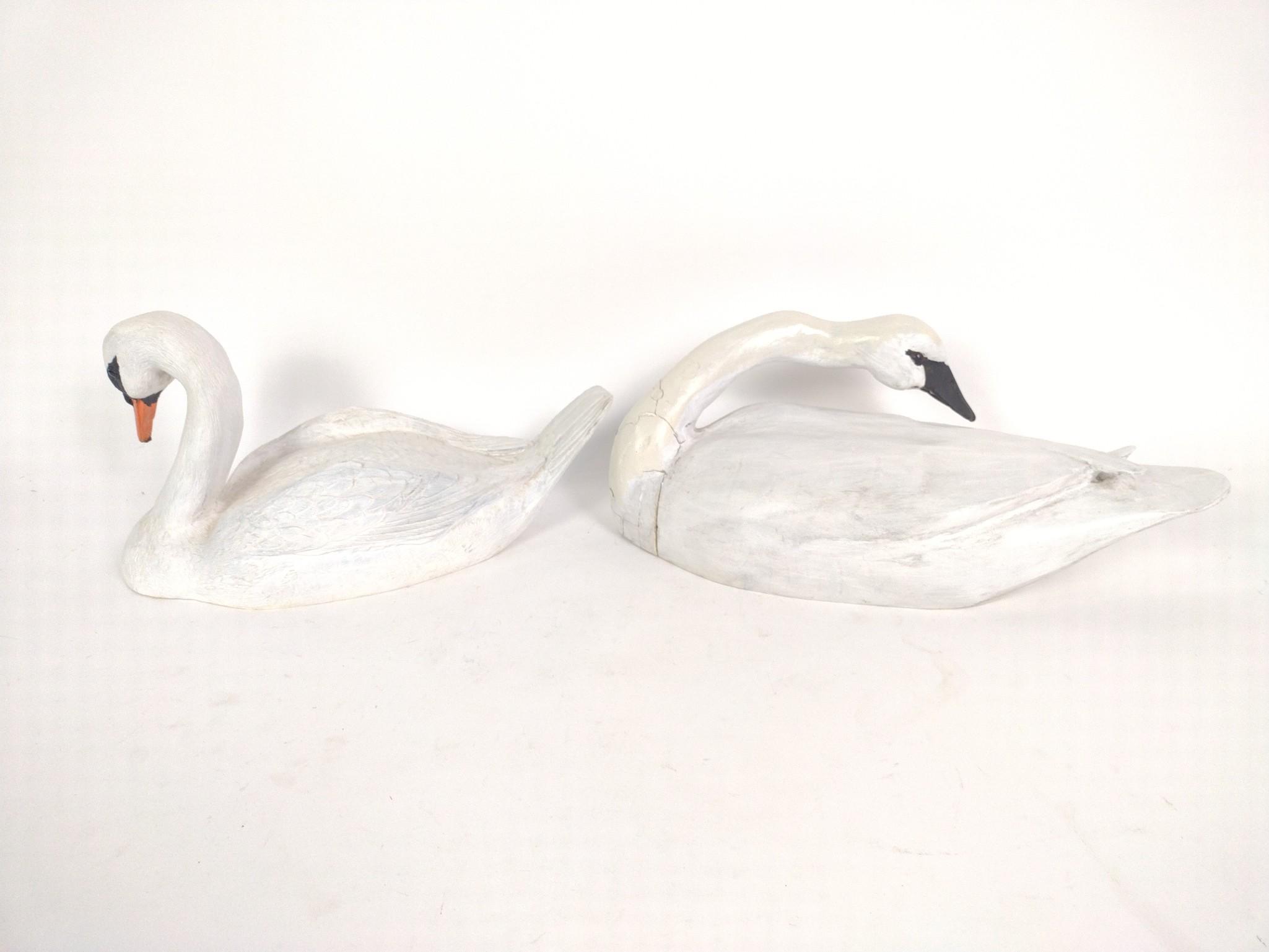 2 Carved Swans
