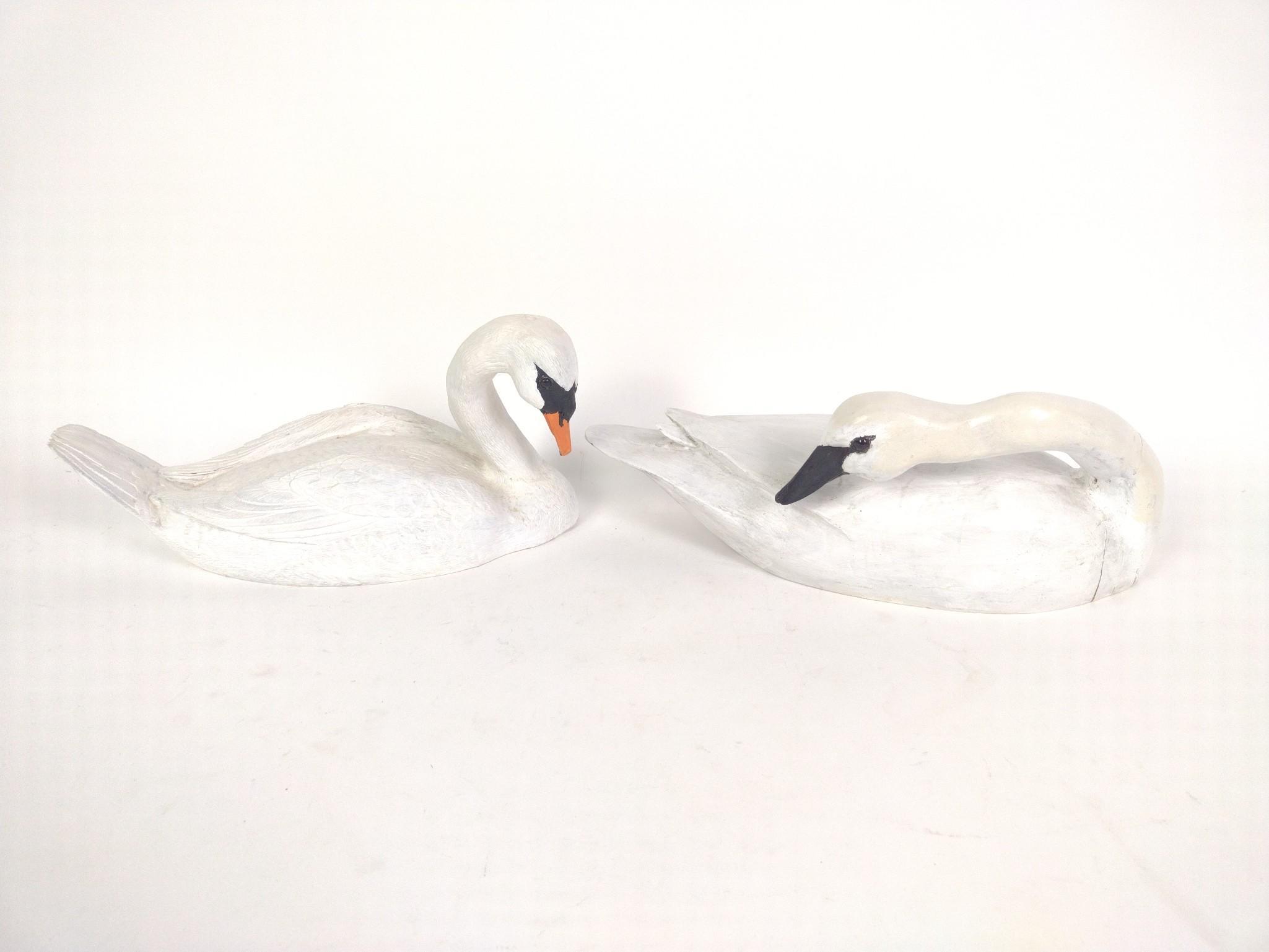 2 Carved Swans