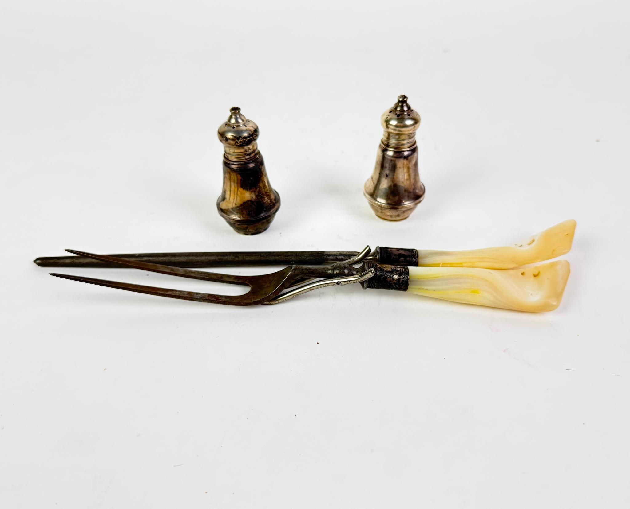 Weighted Sterling Silver Shakers and MOP Handle Serving Set