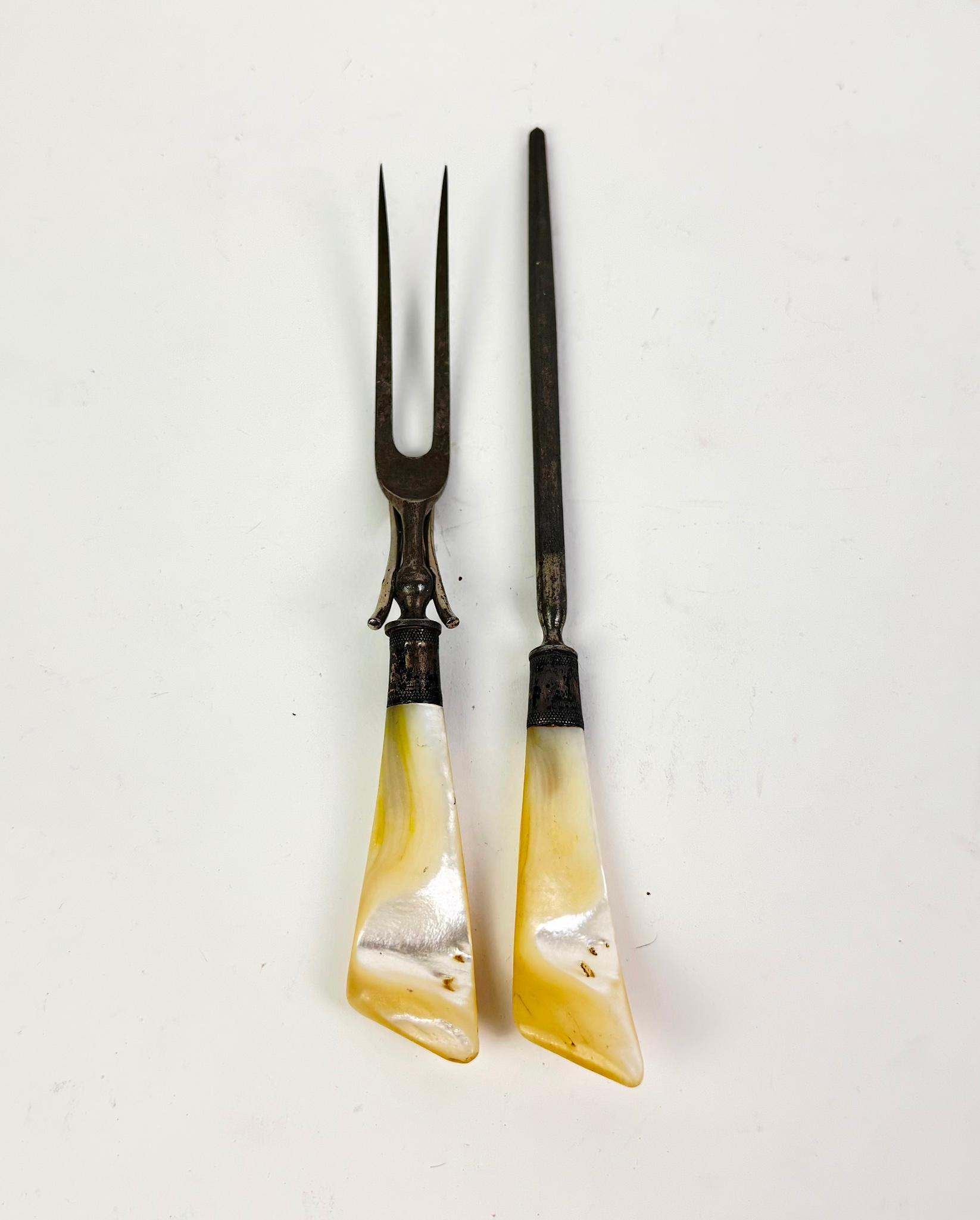 Weighted Sterling Silver Shakers and MOP Handle Serving Set