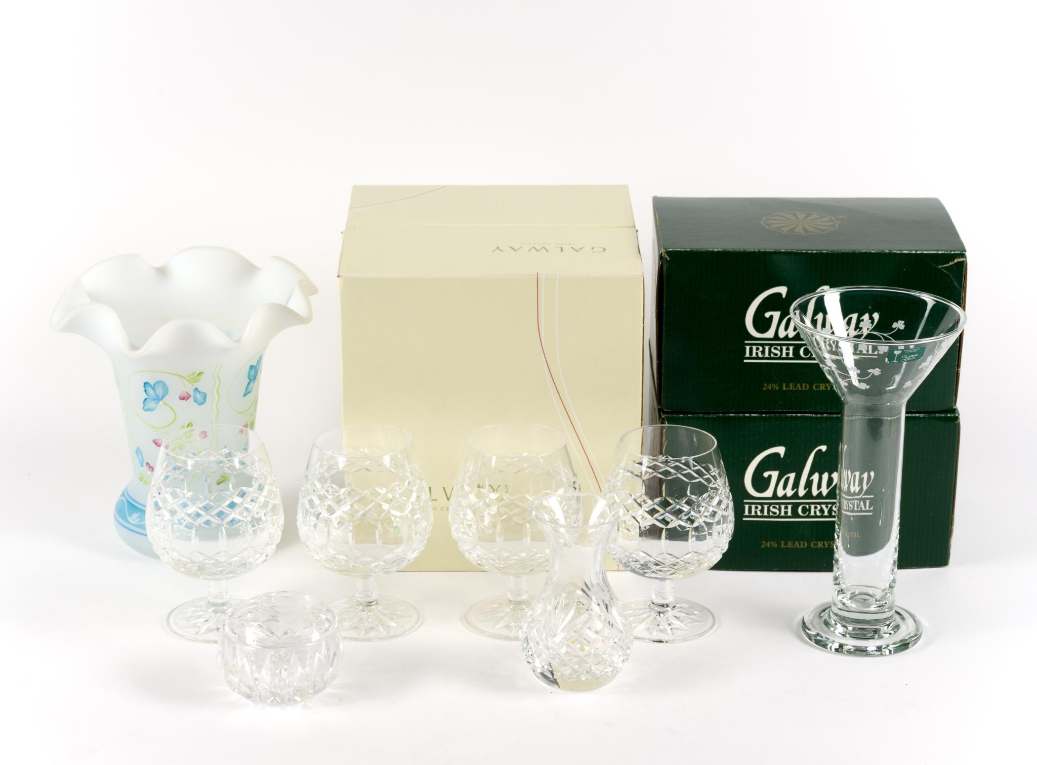 Galway Crystal and Fenton Vase