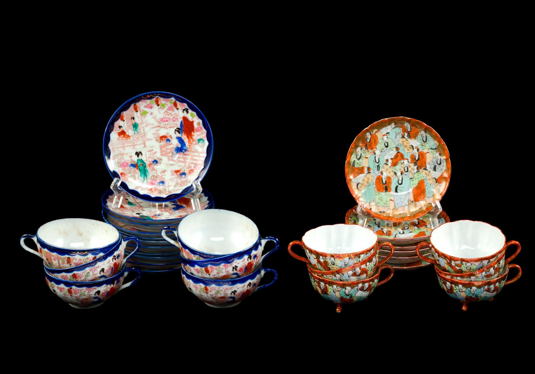 2 Sets of Antique Japanese Porcelain Teacups and Saucers