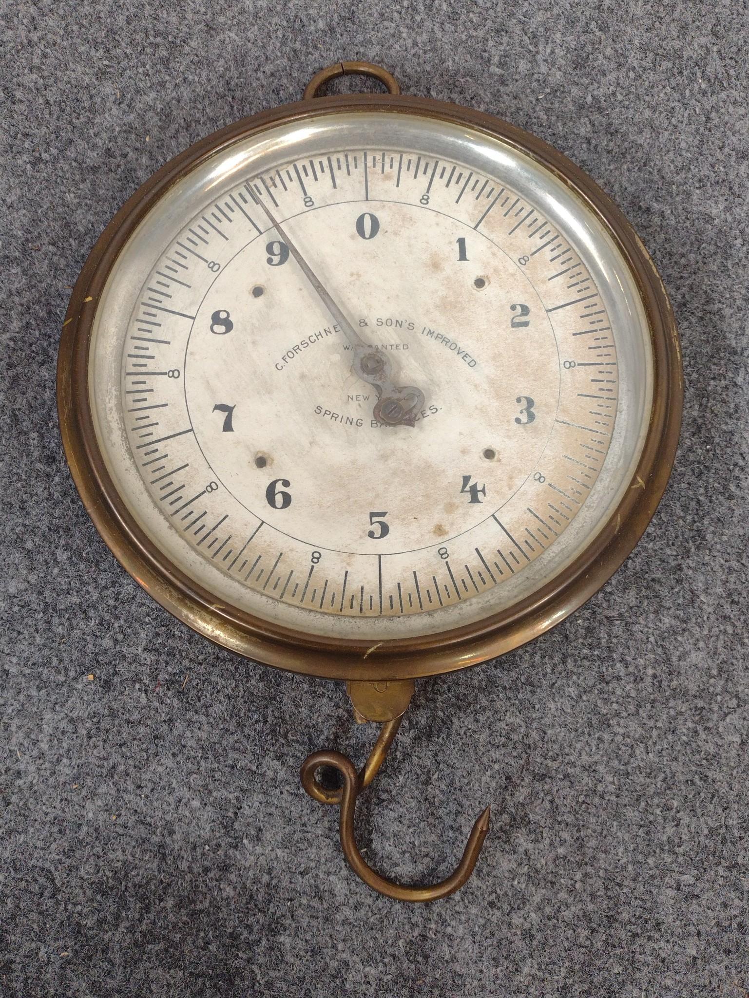 Antique Hanging Scale with Marble Scale Pan