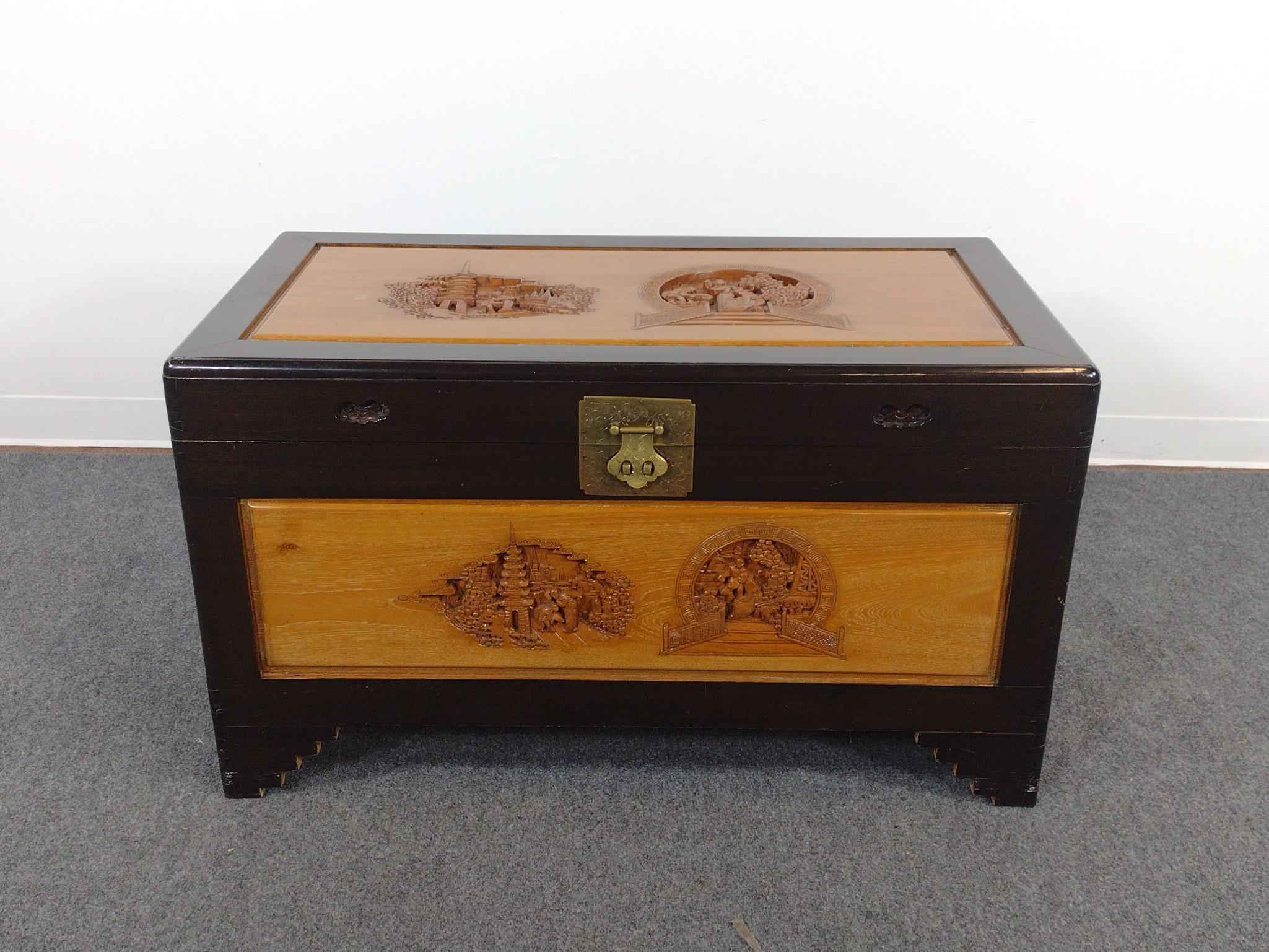 Chinese Export Carved Blanket Chest