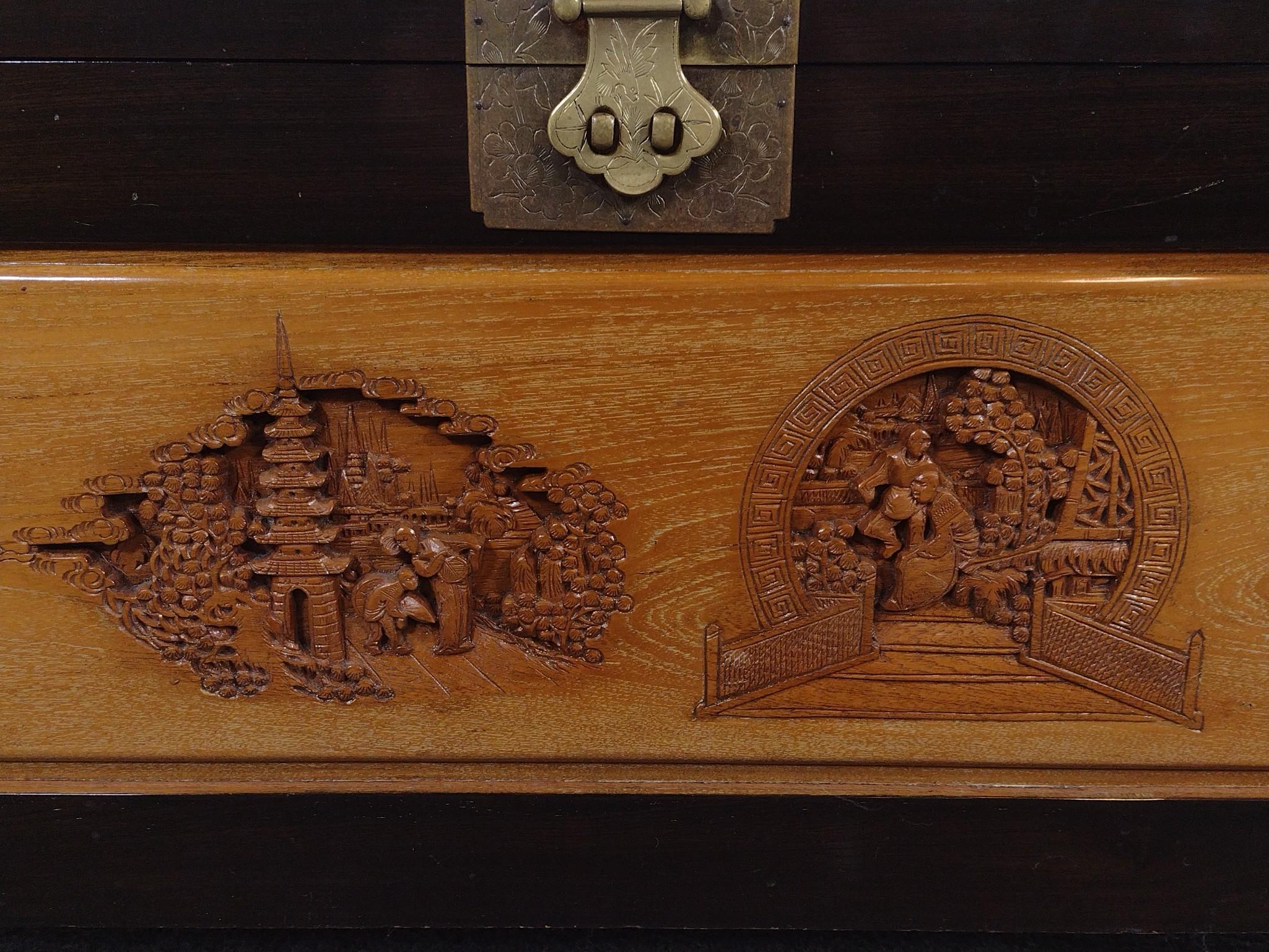 Chinese Export Carved Blanket Chest