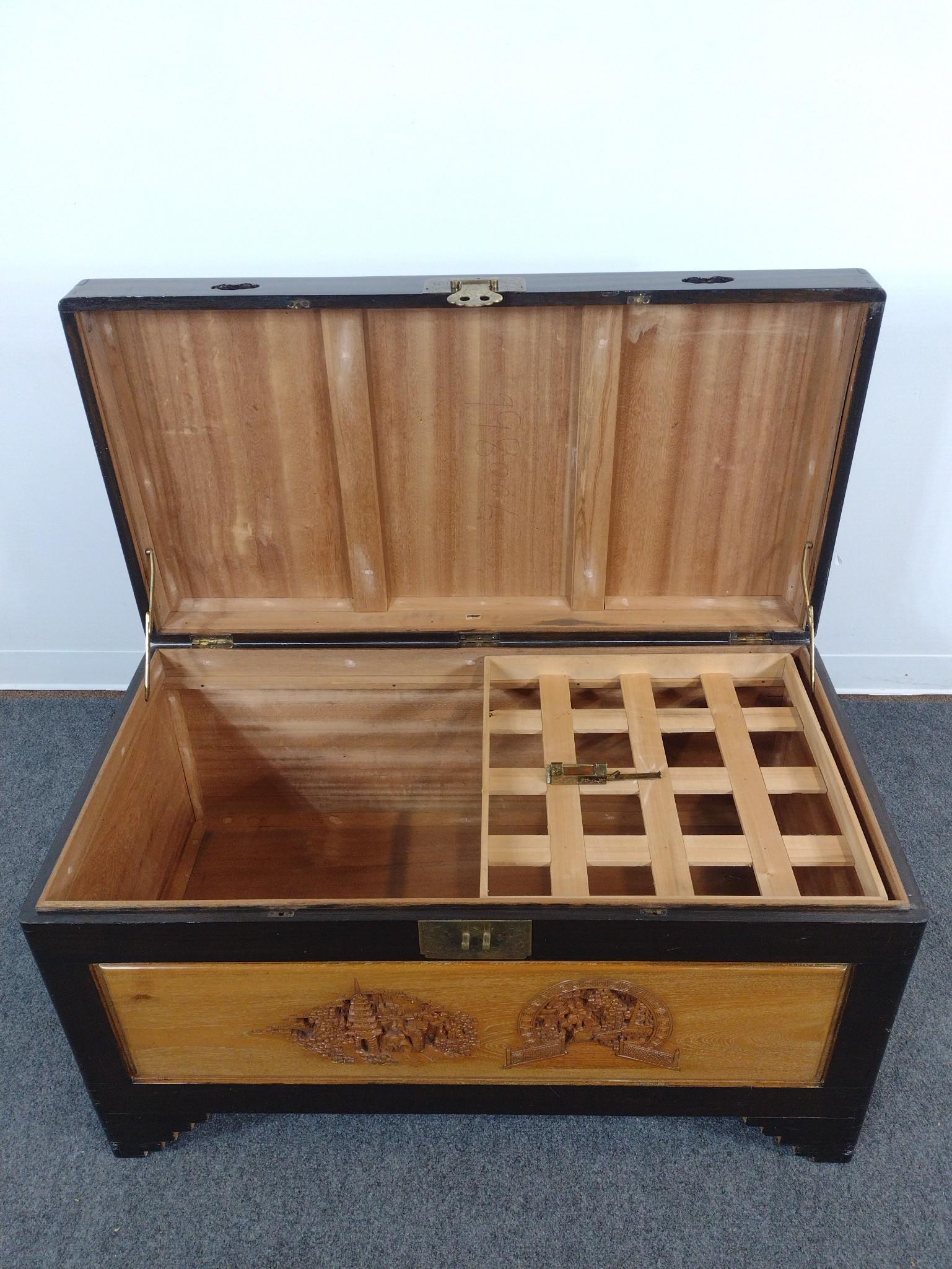 Chinese Export Carved Blanket Chest