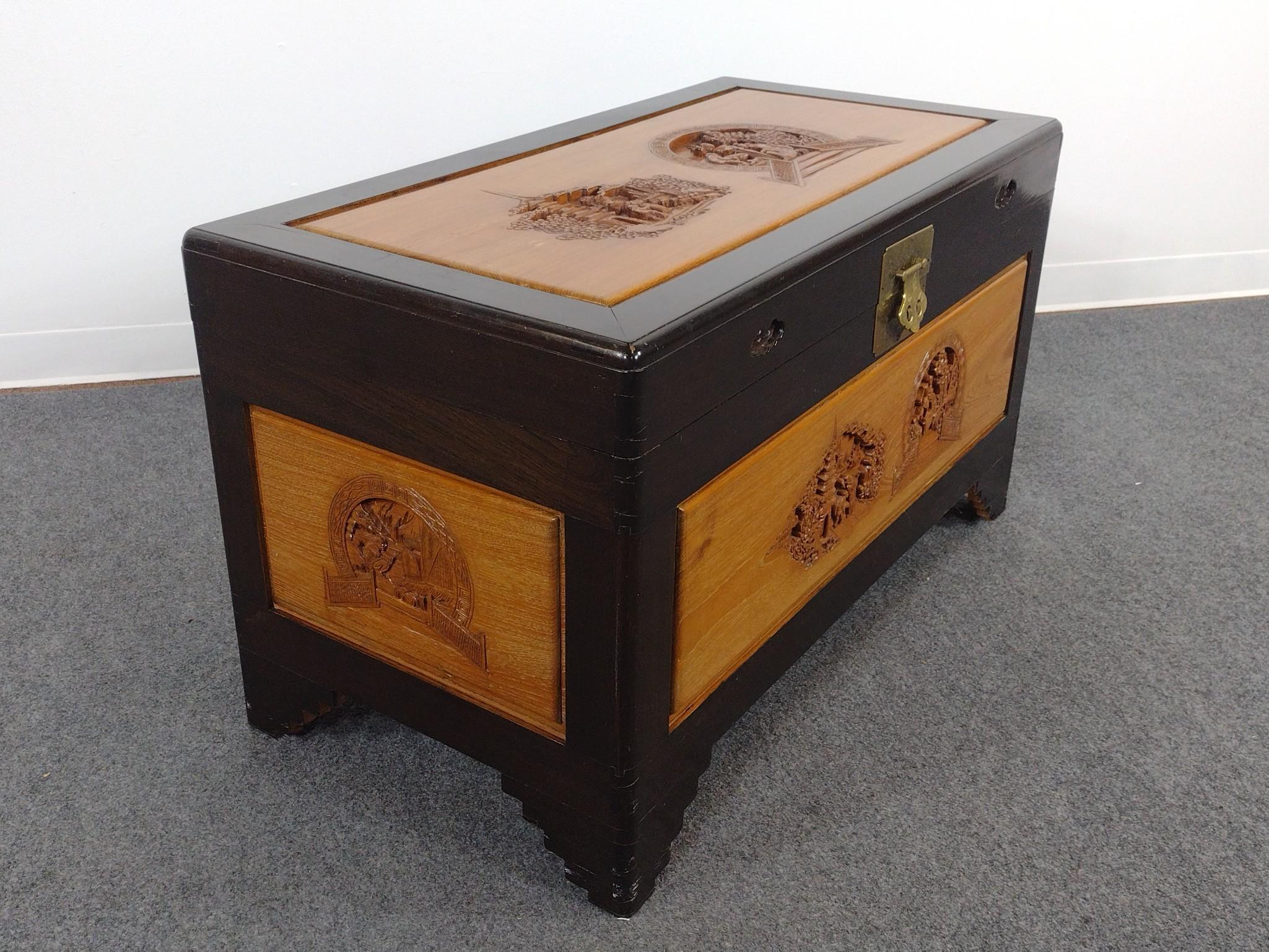 Chinese Export Carved Blanket Chest
