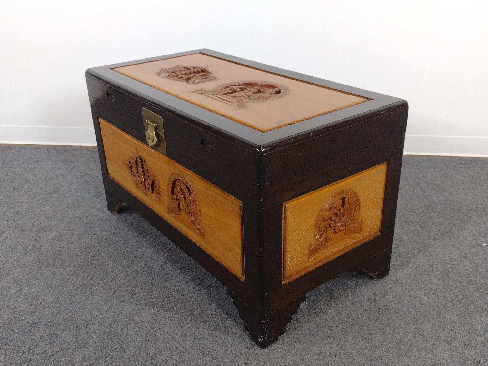 Chinese Export Carved Blanket Chest