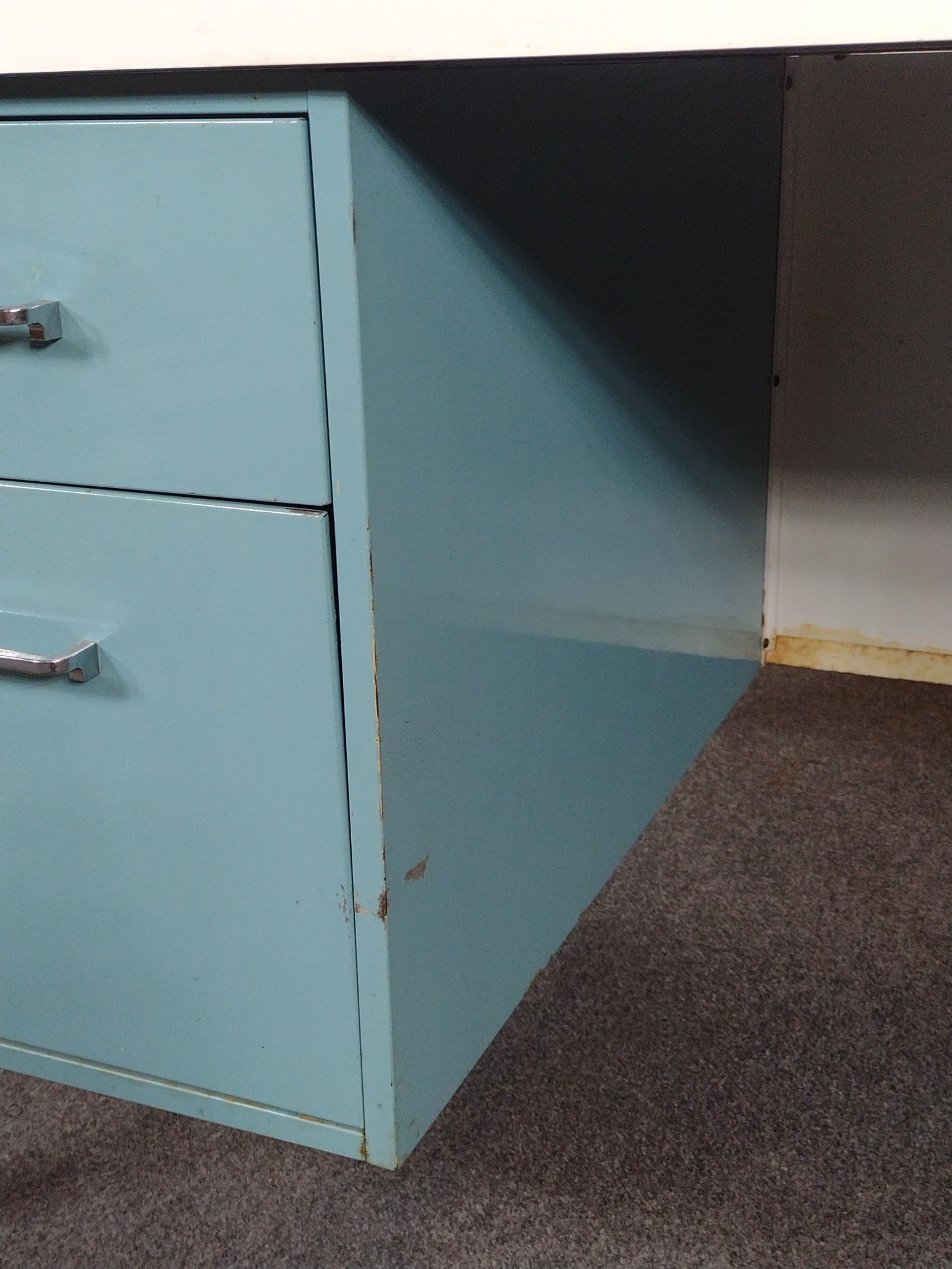 Mid-Century Modern Metal Double Pedestal Desk