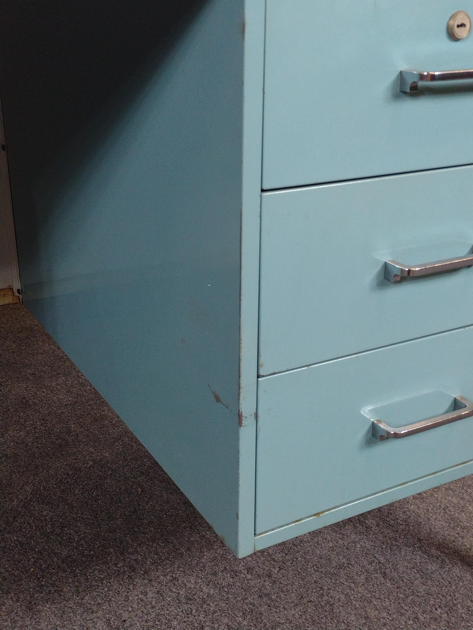 Mid-Century Modern Metal Double Pedestal Desk