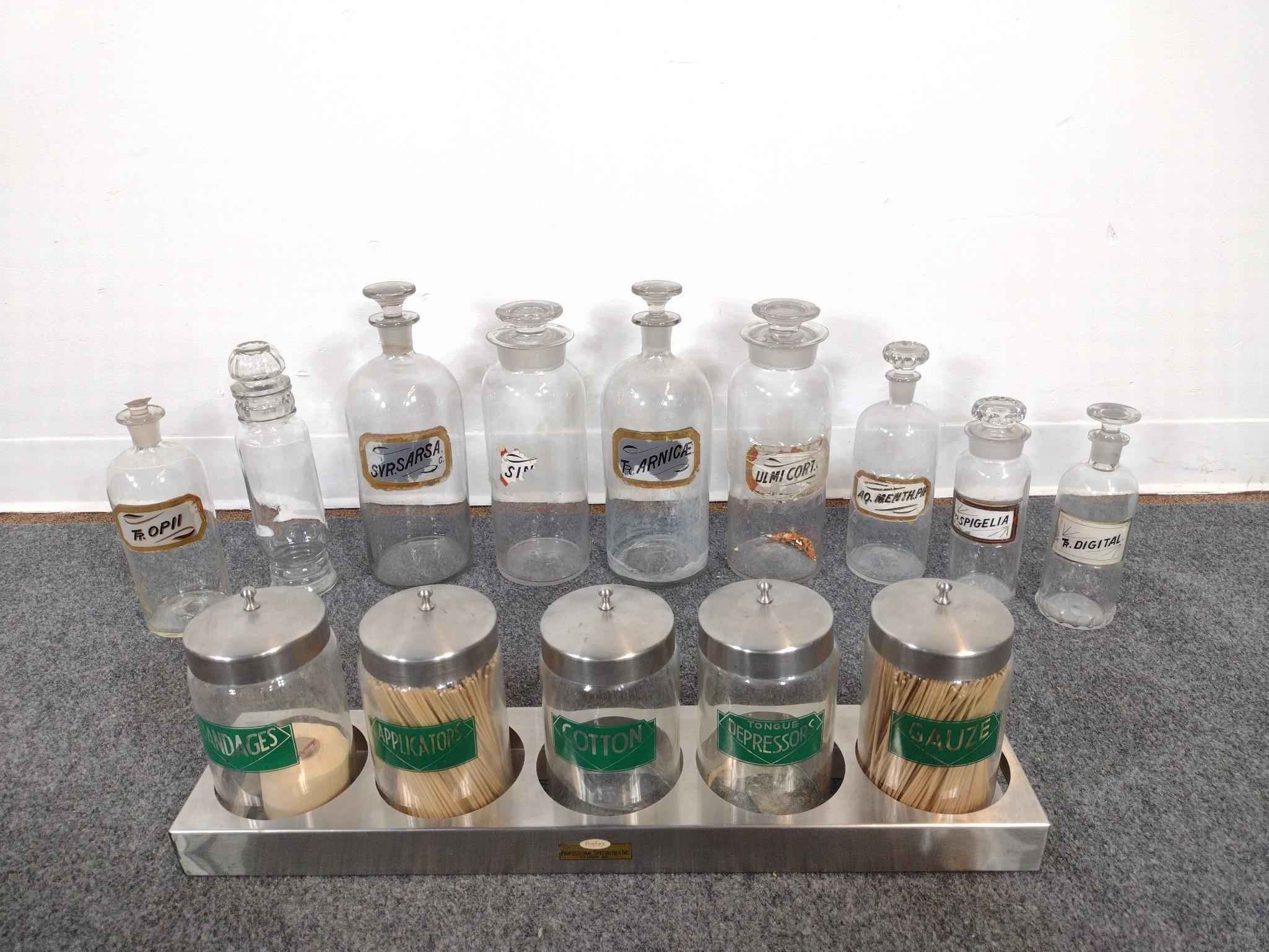 12 Antique and Vintage Glass Apothecary Bottles
