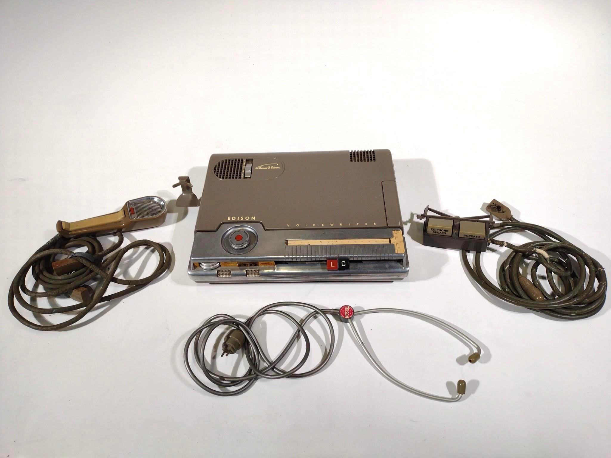 Vintage Thomas A. Edison Voice Writer with Accessories