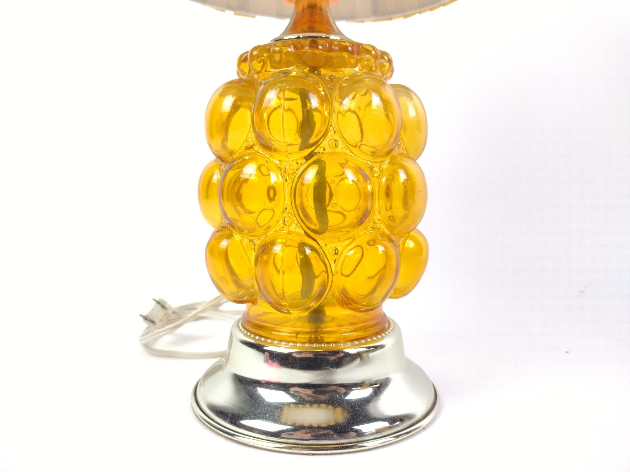 Pair of Mid-Century Modern Amber Bubble Lamps