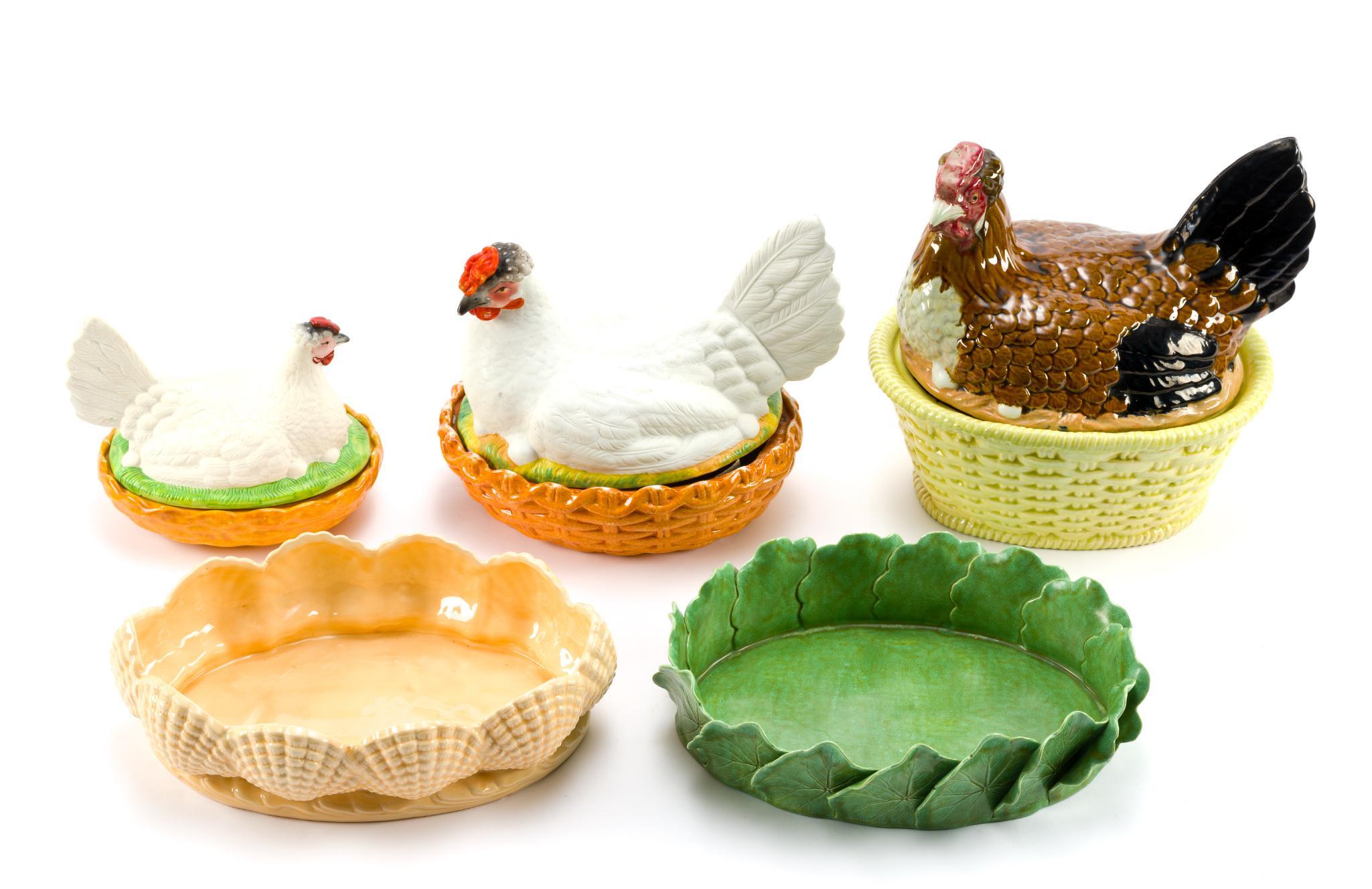 Ceramic Hen-on-Nest and Servingware