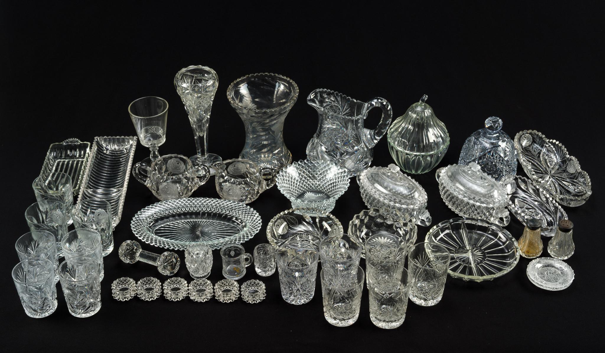 47 Pieces of Cut and Pressed Glass