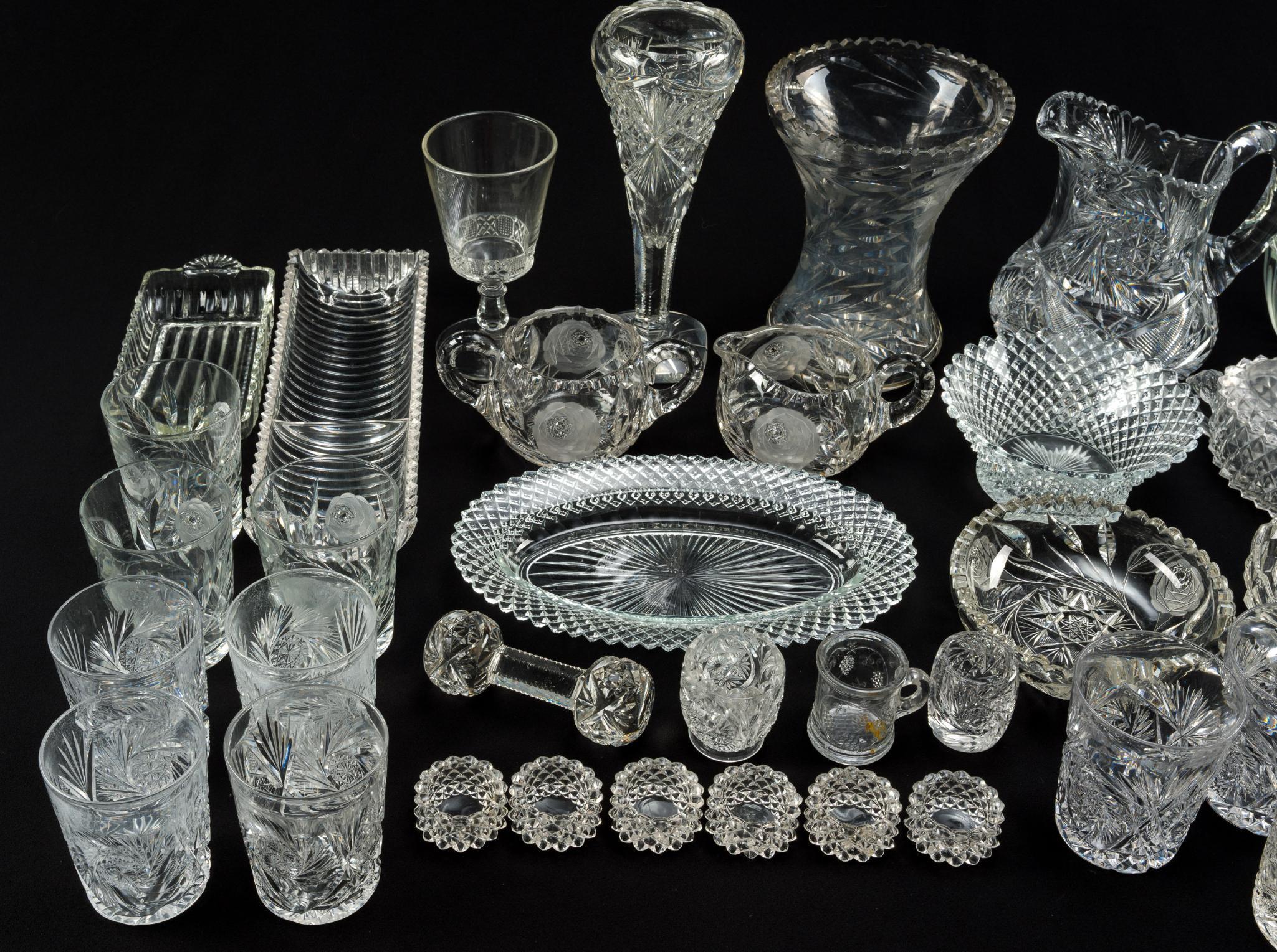 47 Pieces of Cut and Pressed Glass