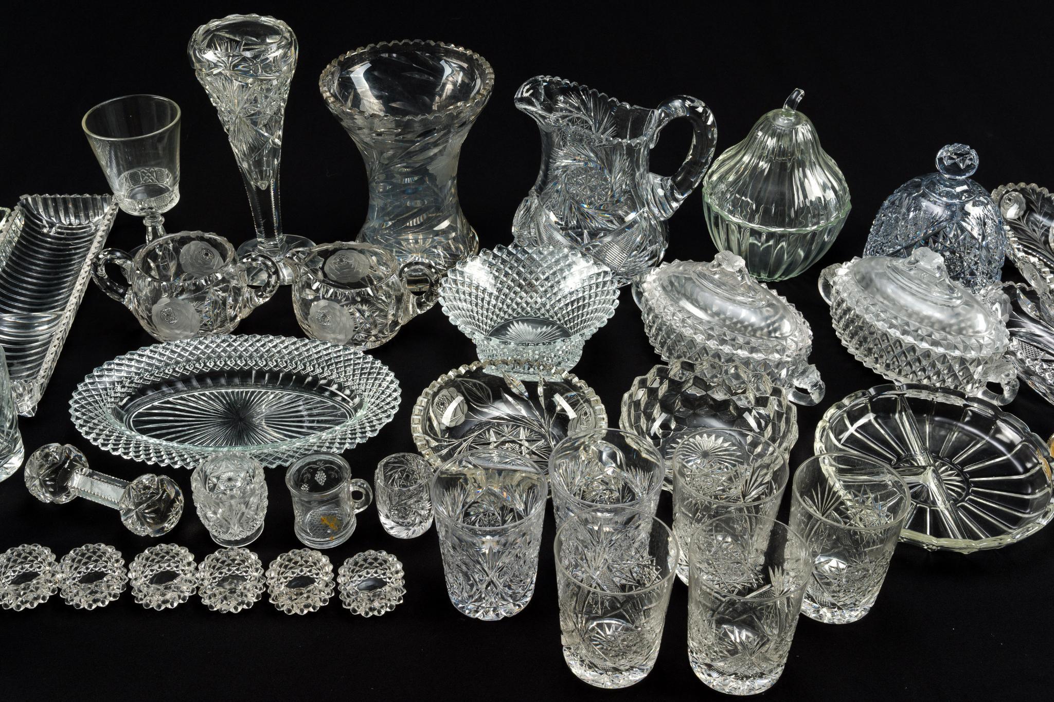47 Pieces of Cut and Pressed Glass