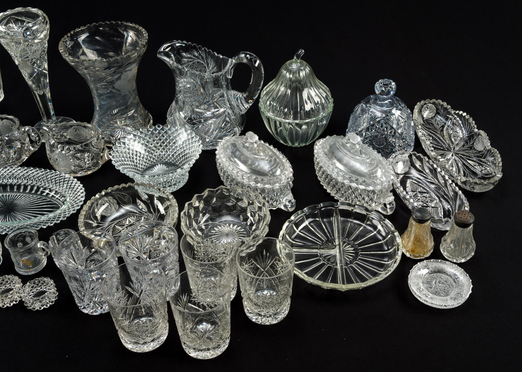 47 Pieces of Cut and Pressed Glass