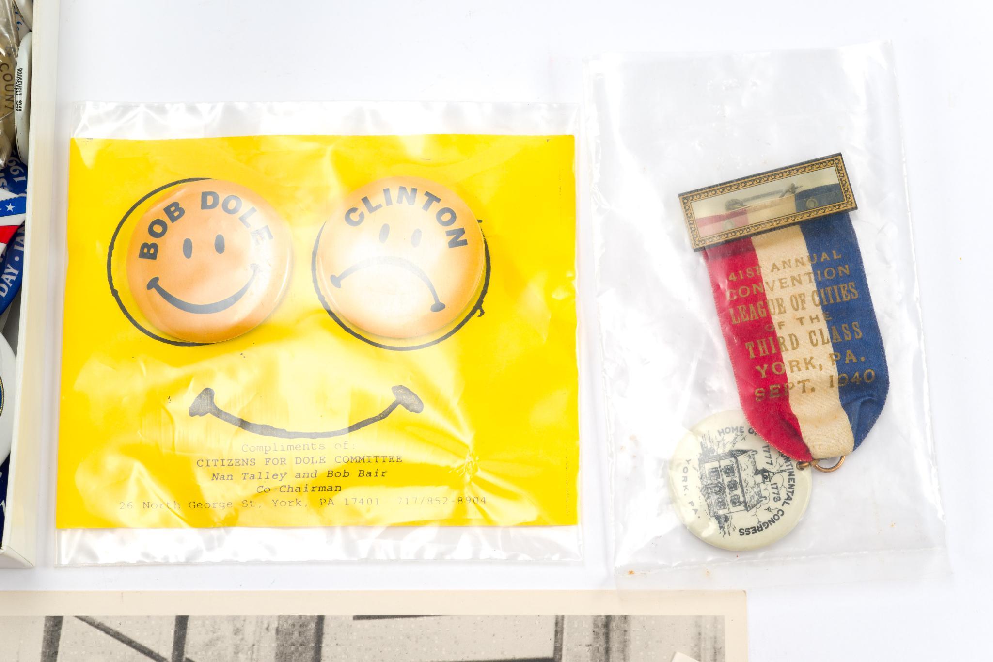 Political Buttons and Military Pins
