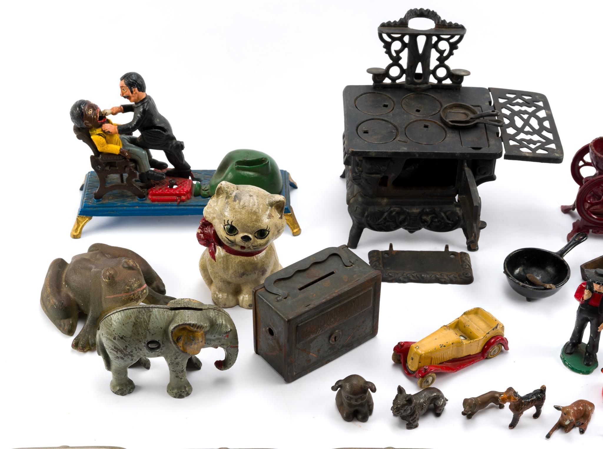 Cast Iron Banks, Toys, and Figures