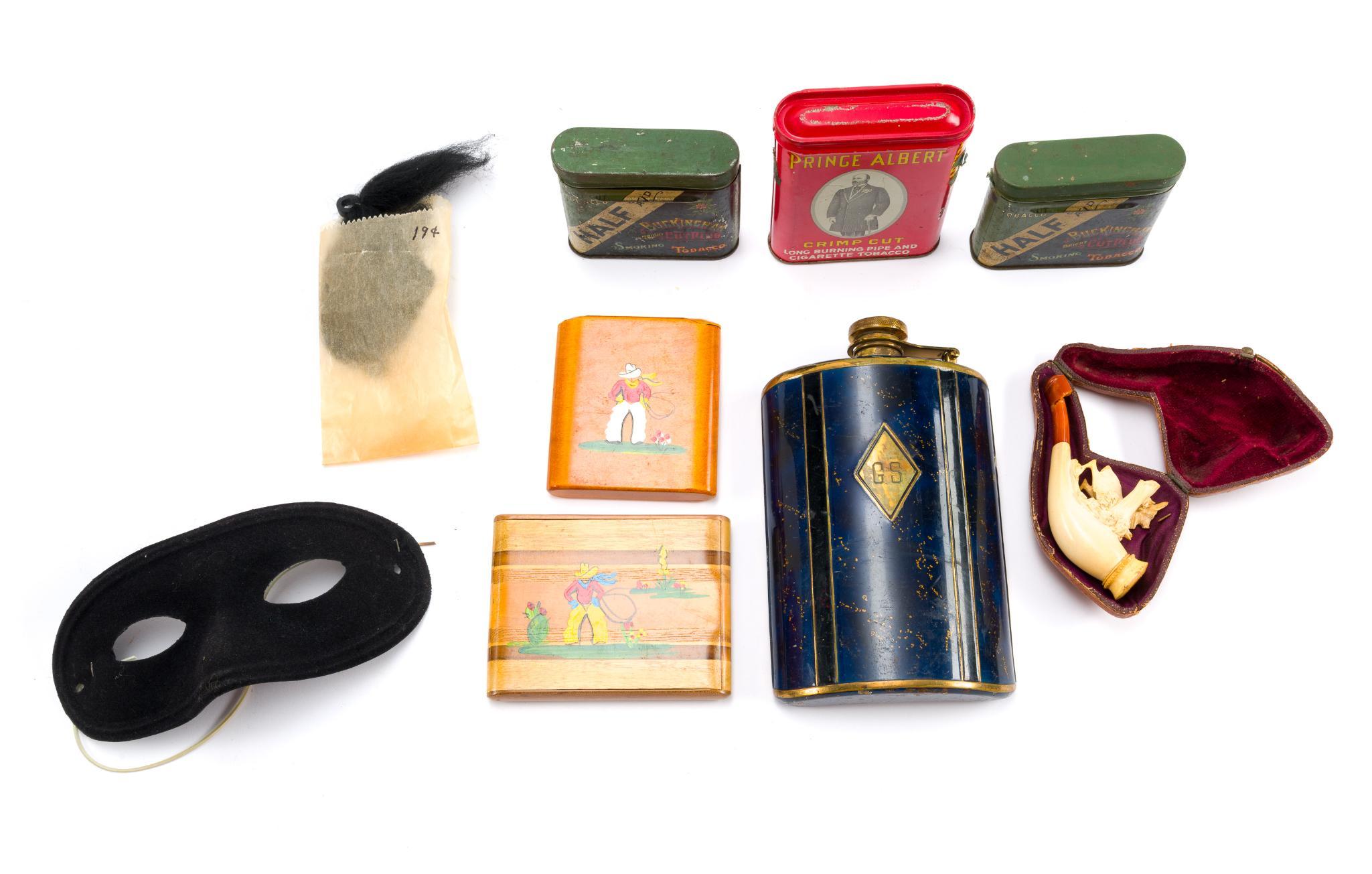 Gentleman's Accessories Incl. Cigarette Holders, Flasks, Pipe, Top Hat