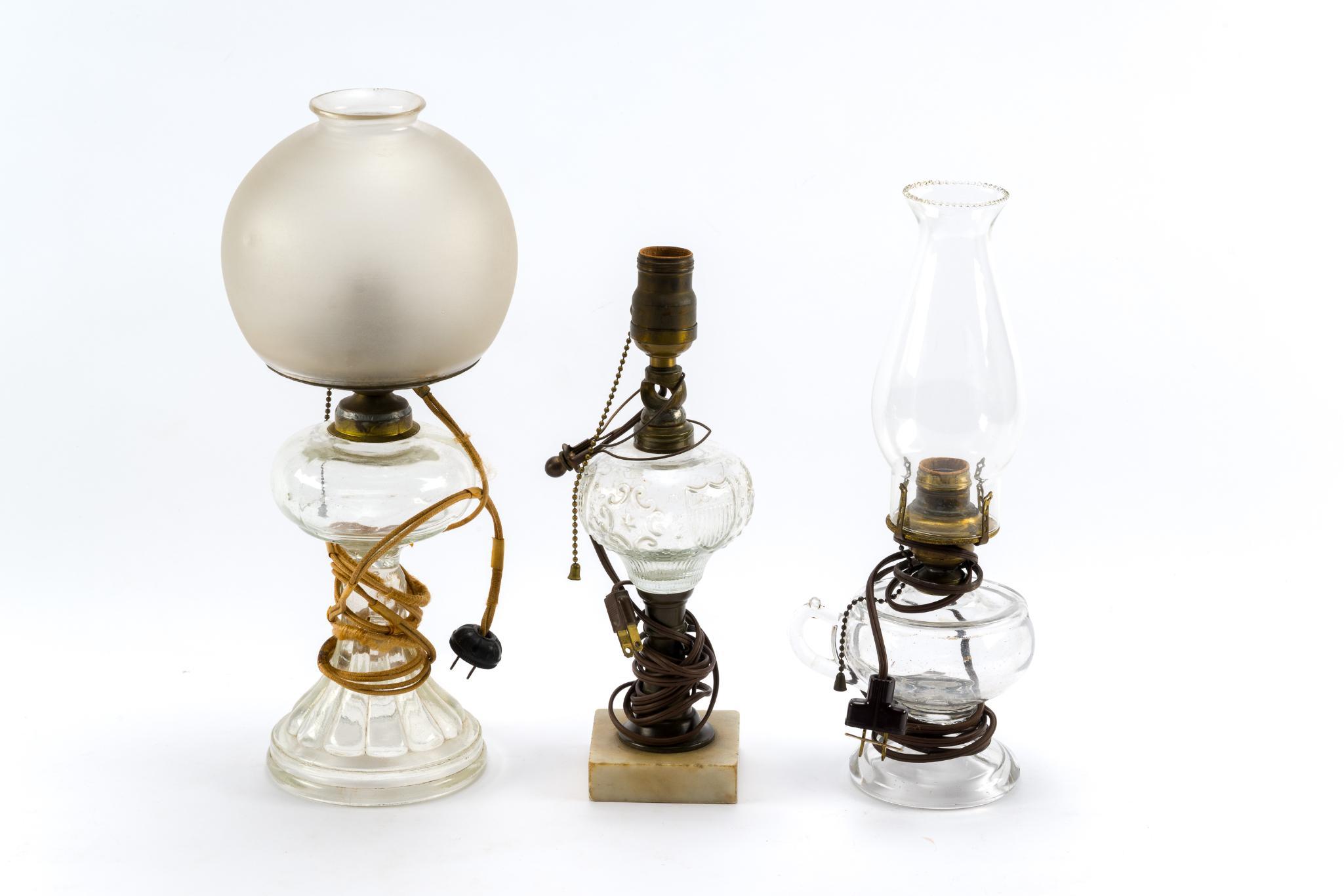 3 Electrified Oil Lamps