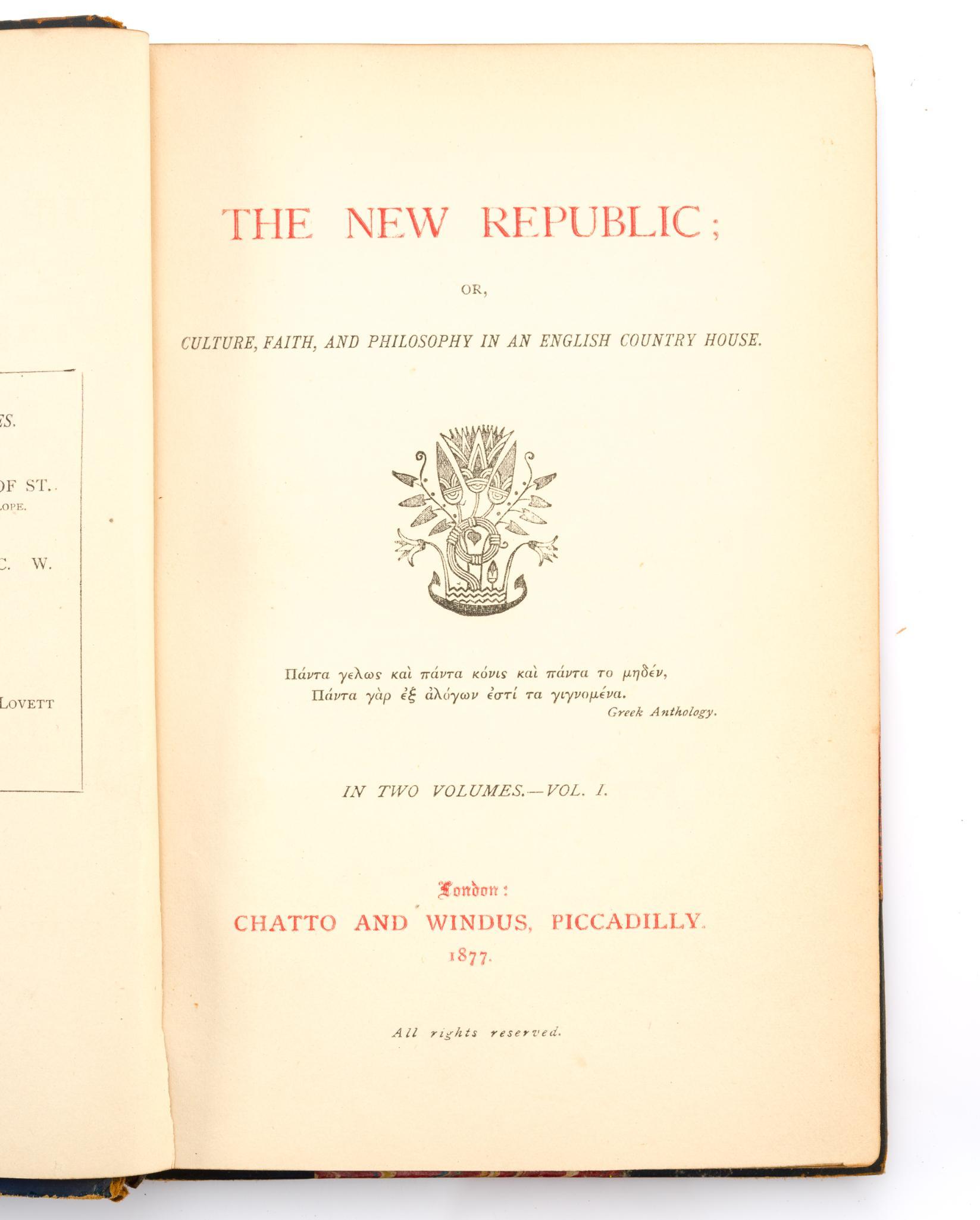 1877 The New Republic Complete 2 Volume Set