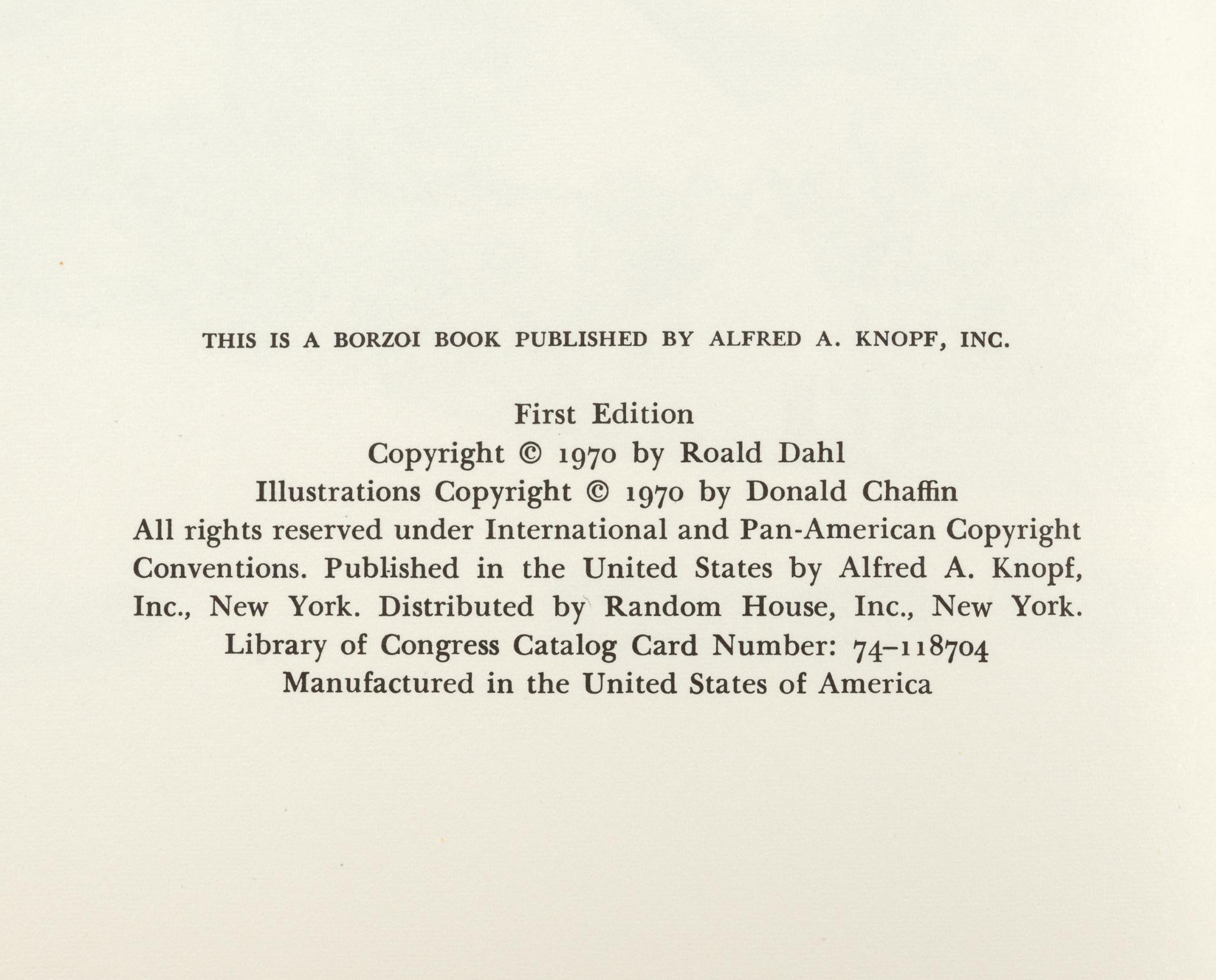 1970 First US Edition of Fantastic Mr. Fox With Illustrations