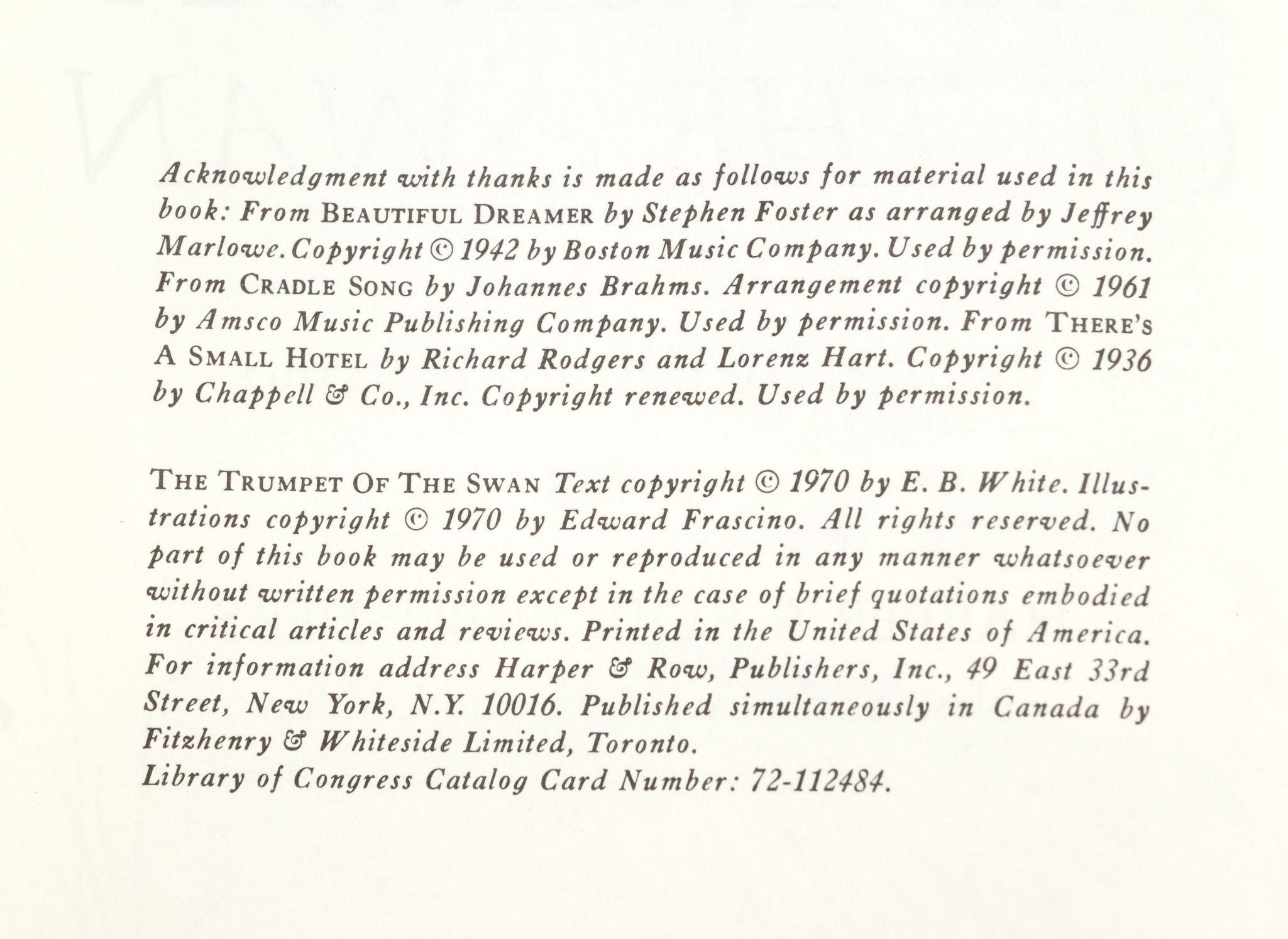 First Edition of The Trumpet of the Swan by E. B. White