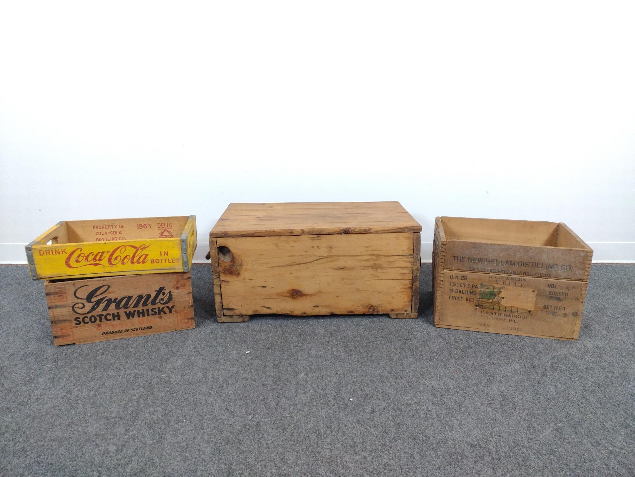 4 Antique Wood Crates Incl. Coca-Cola