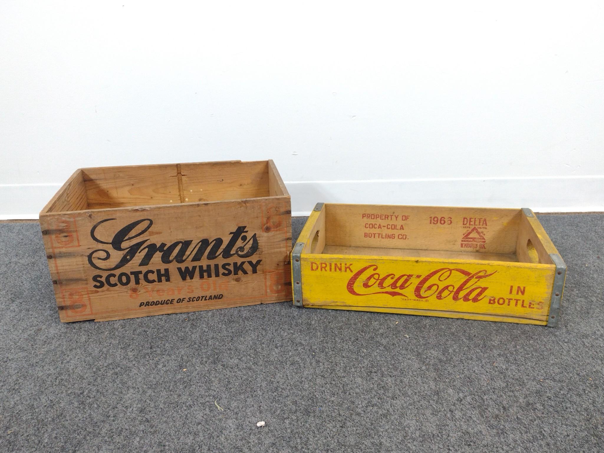 4 Antique Wood Crates Incl. Coca-Cola
