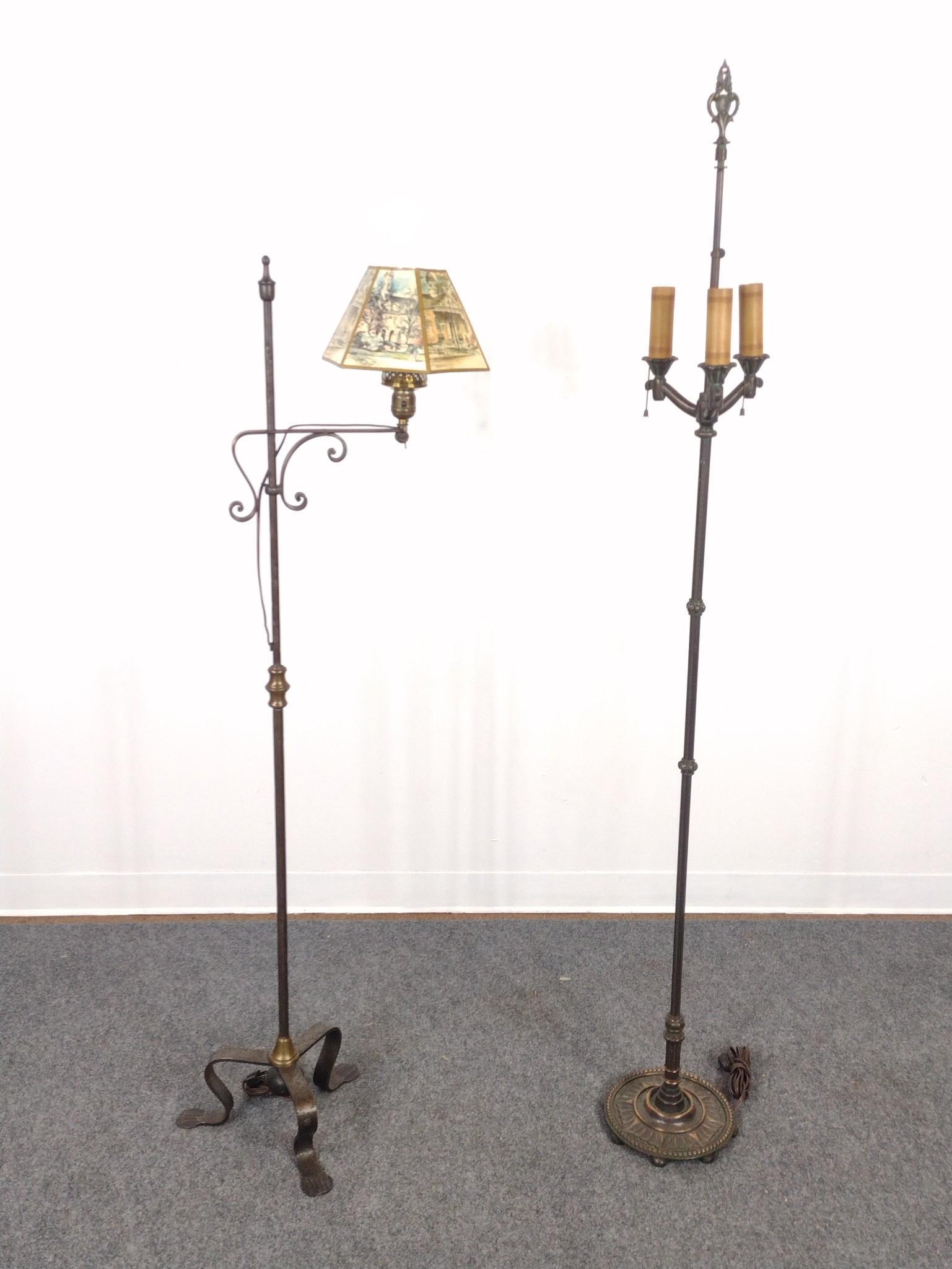 2 Vintage Metal Floor Lamps Incl. Rembrandt