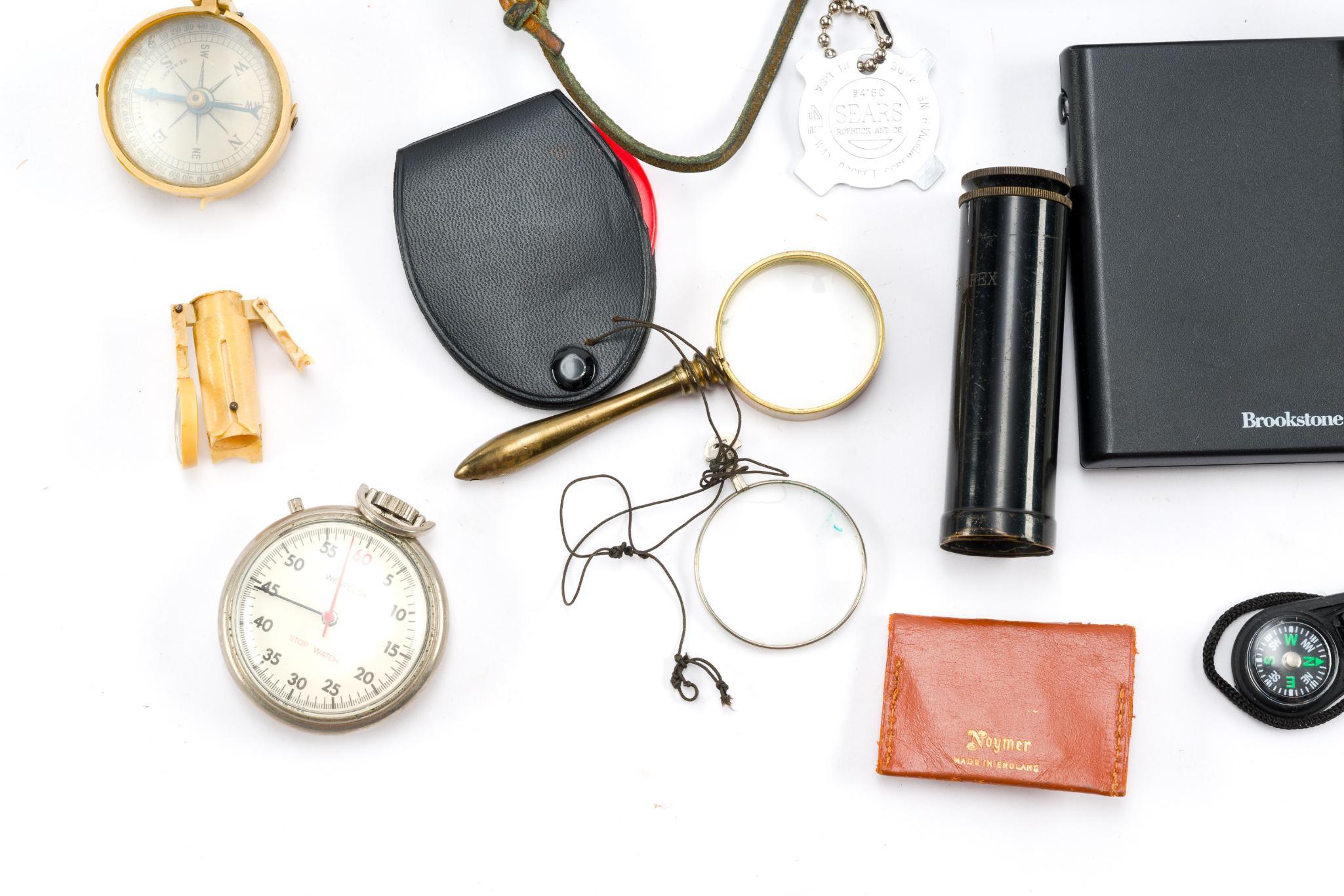 Vintage Magnifier & Compasses