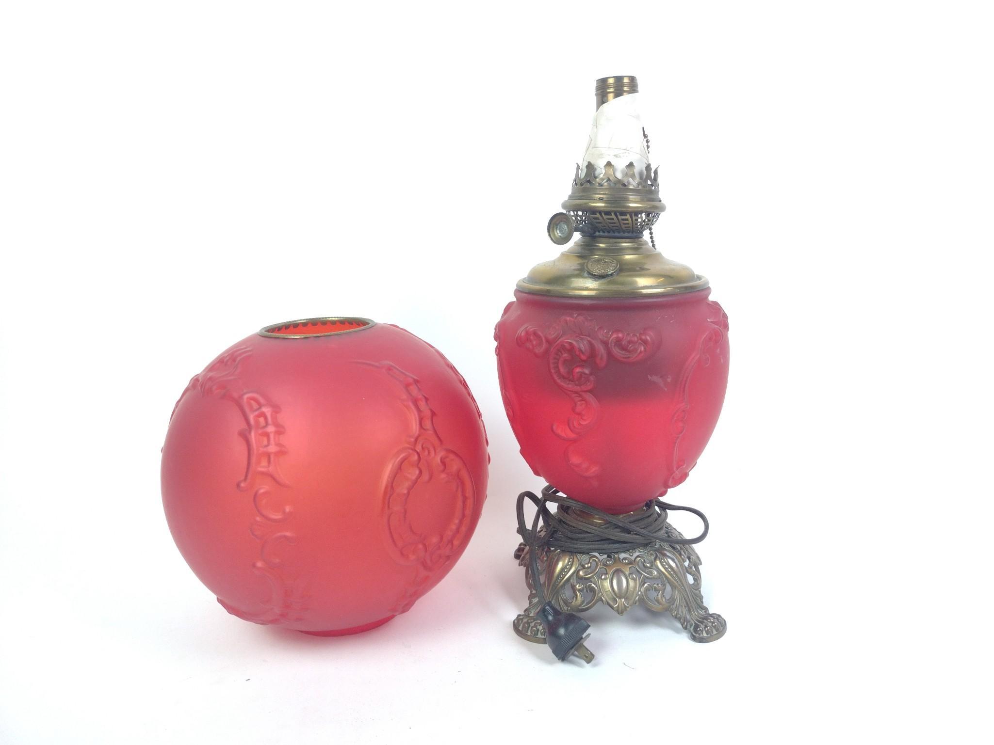 Gone with the Wind Red Satin Glass Lamp