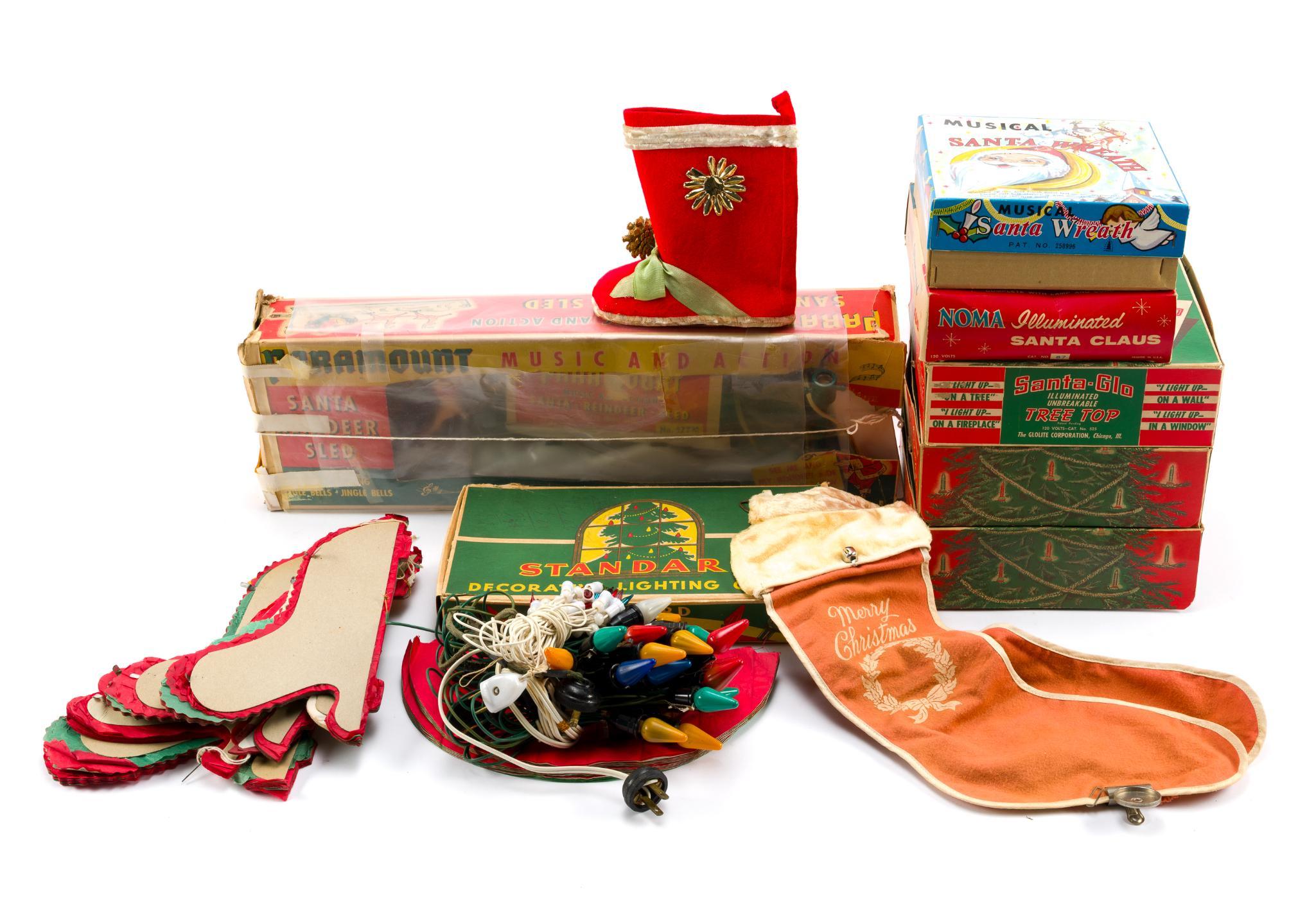 Vintage Christmas Decorations Incl. Santa-Glo