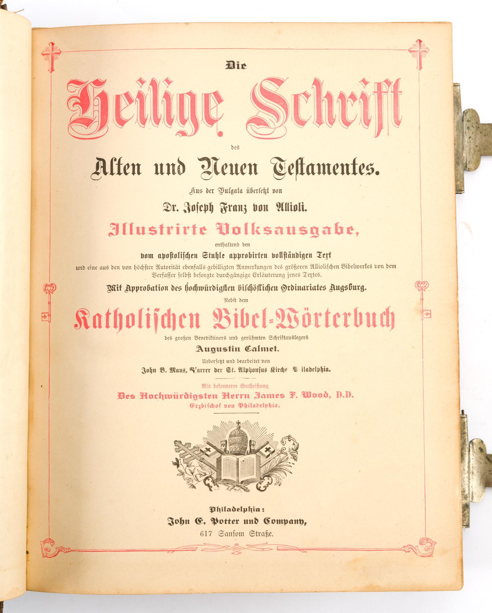 Antique German Catholic Family Bible Dictionary