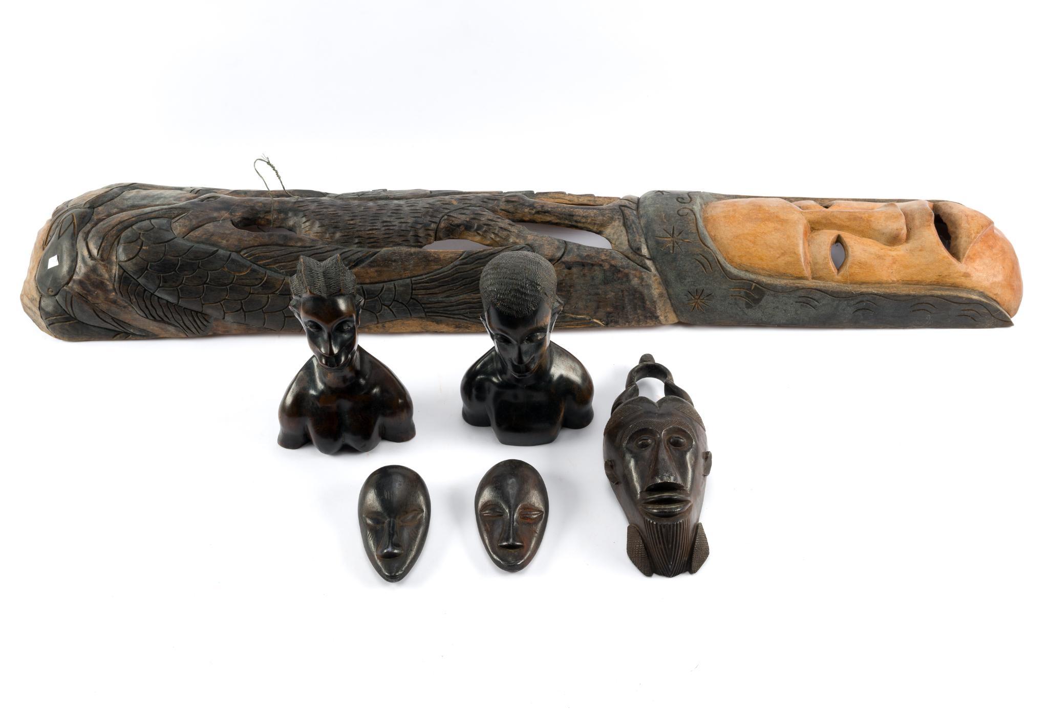 African Carved Wooden Objects Incl. Mask