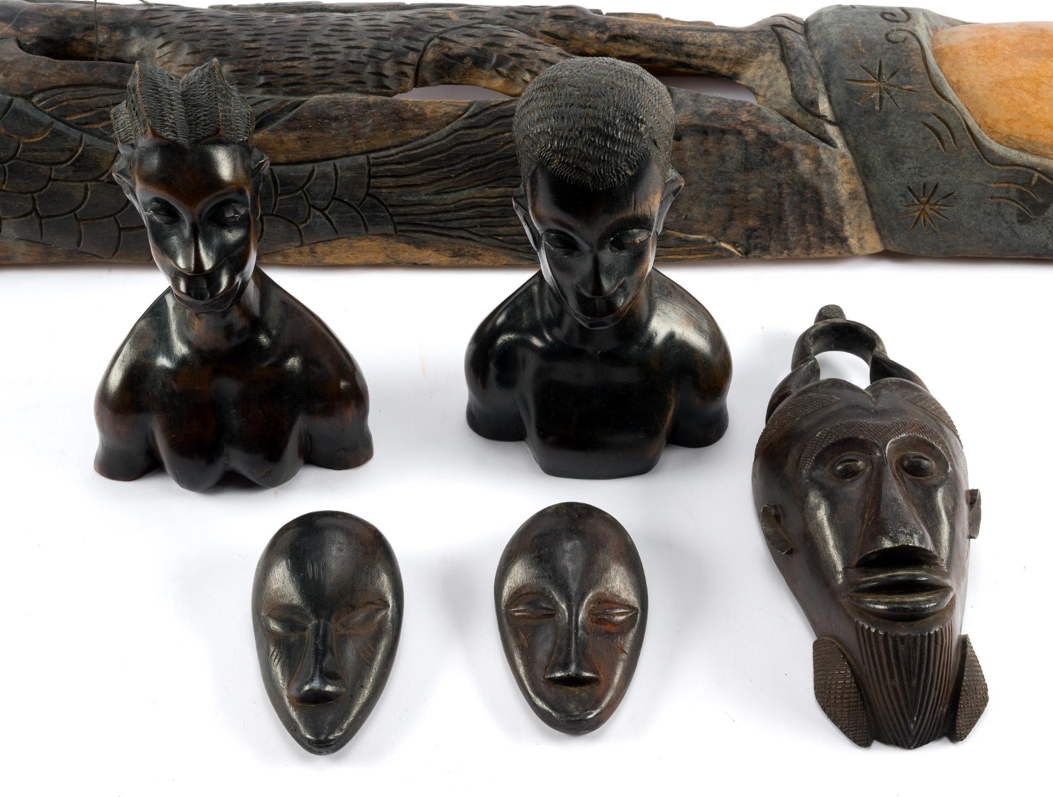 African Carved Wooden Objects Incl. Mask