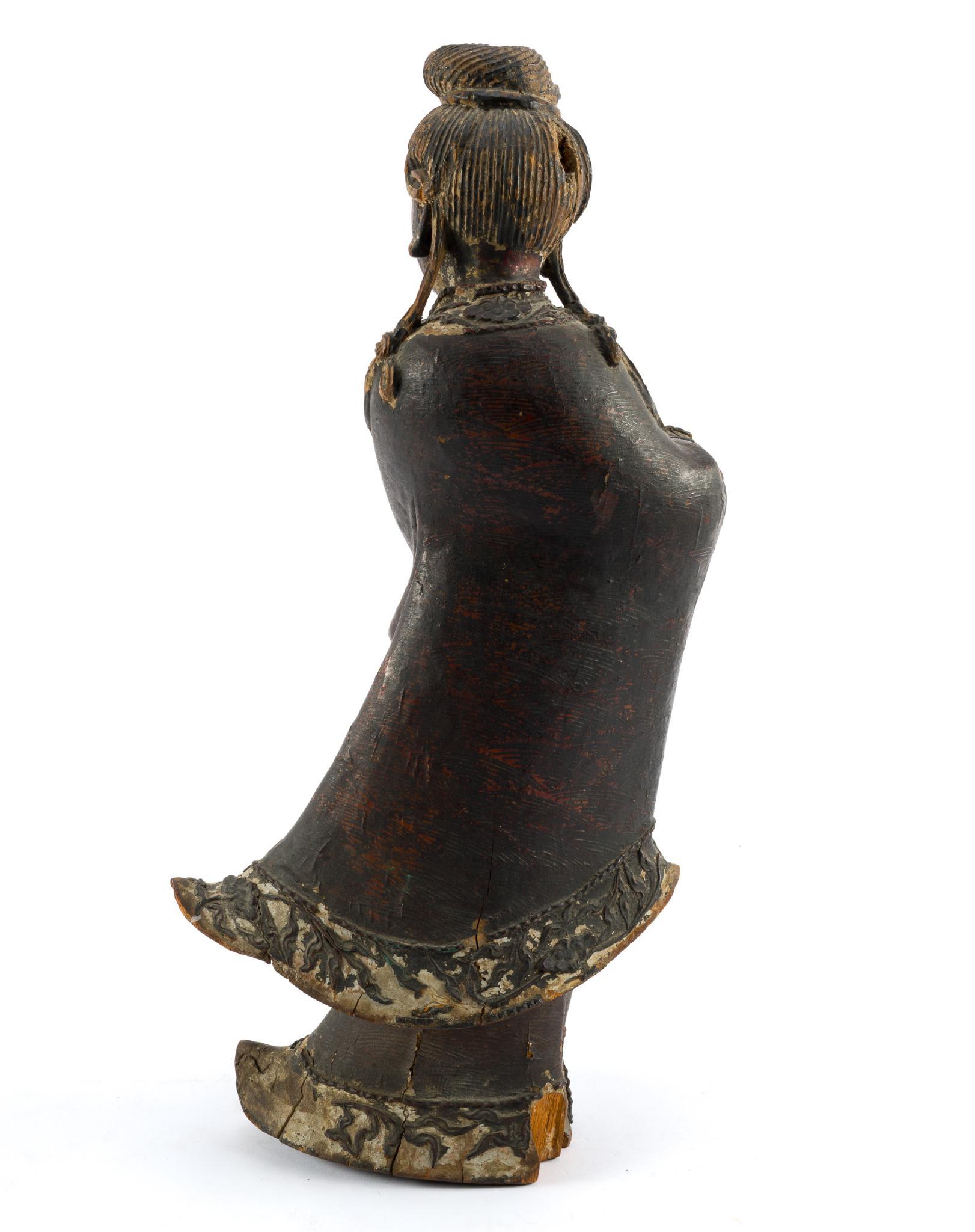 Chinese Carved Wood Figure of Guanyin