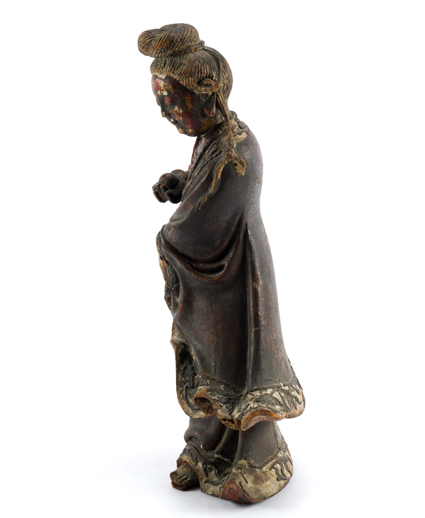 Chinese Carved Wood Figure of Guanyin