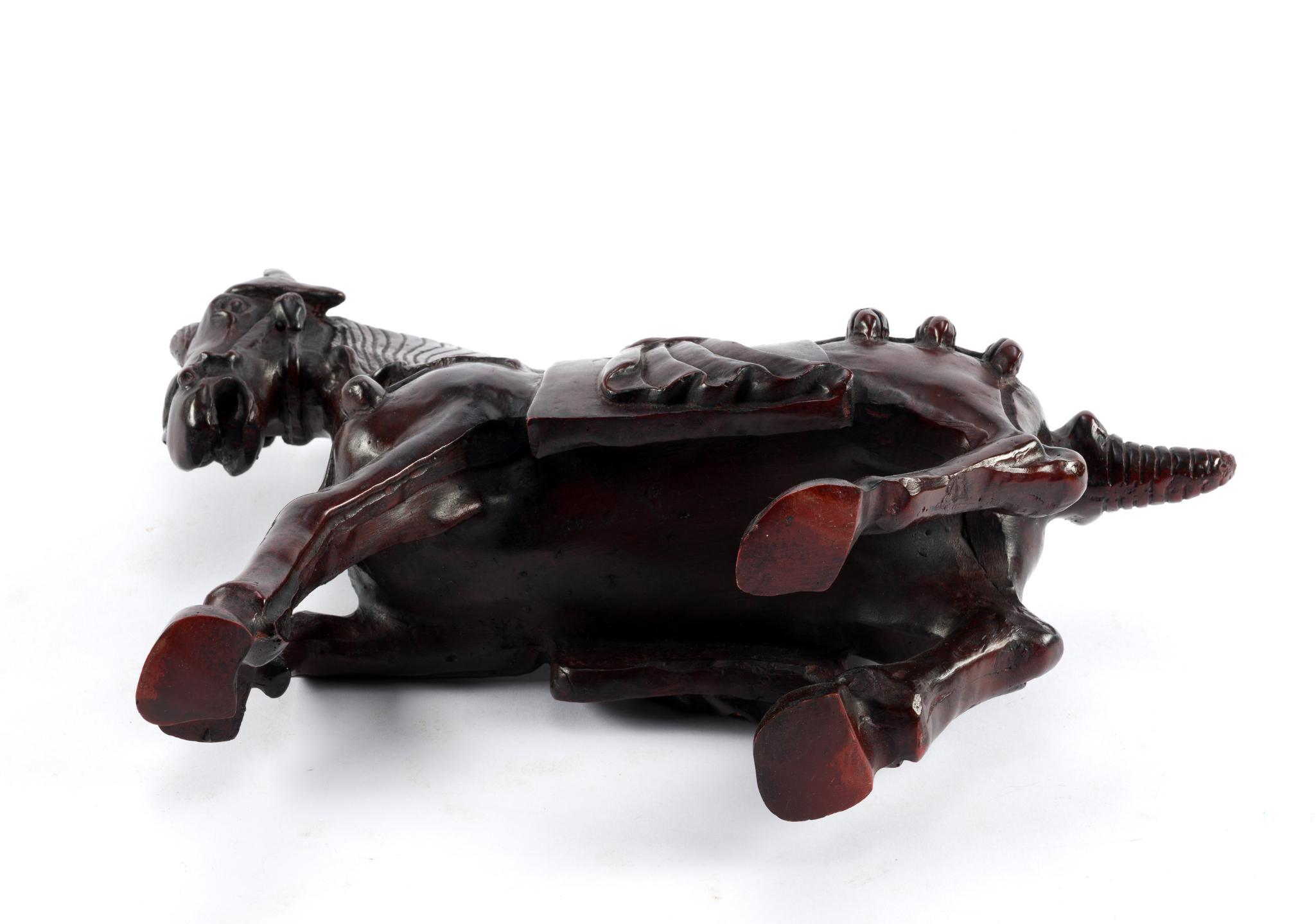 Chinese Carved Rearing Horse on Stand
