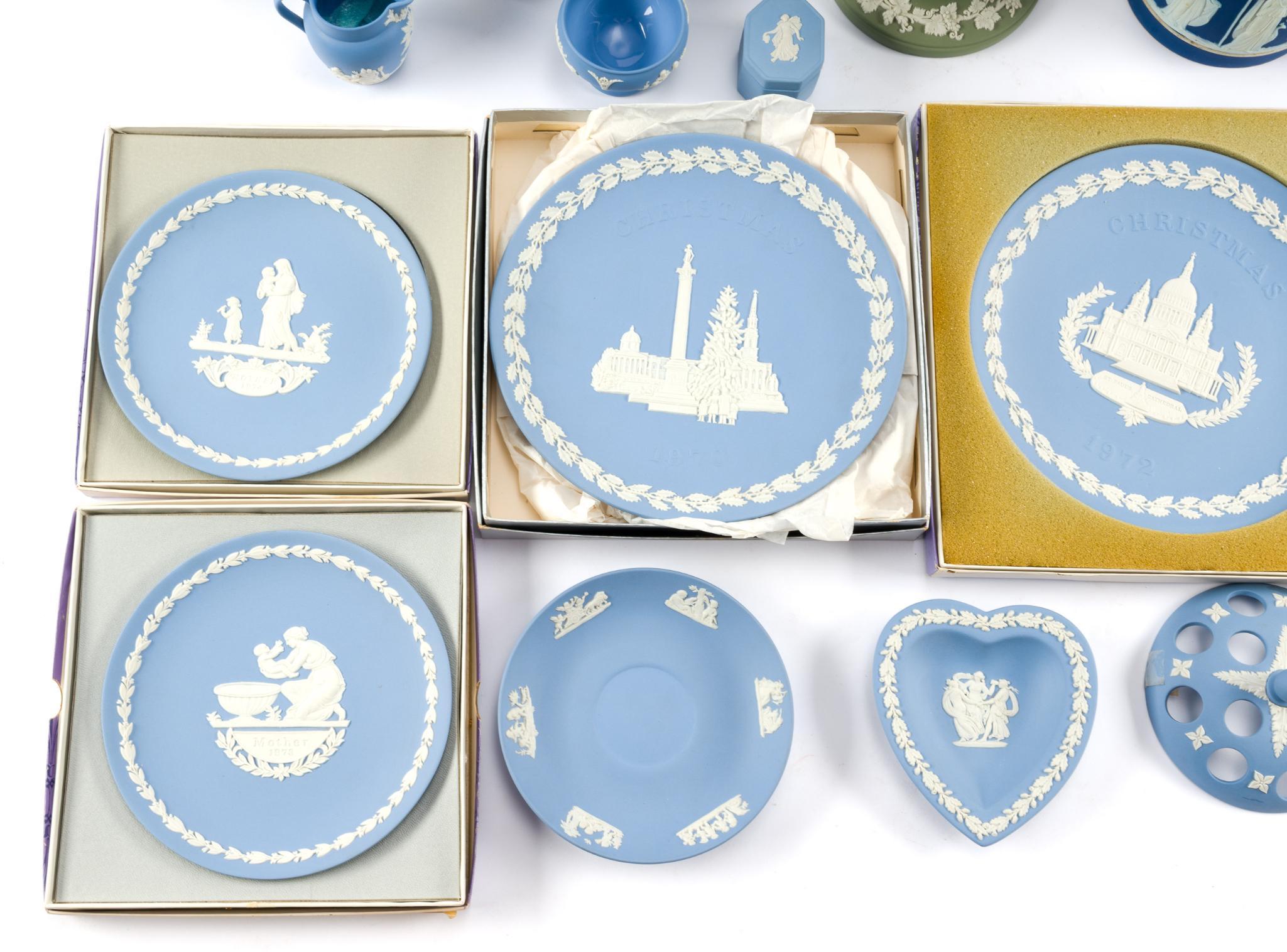 Wedgwood Jasperware Pitchers, Plates, Flower Frog, and More
