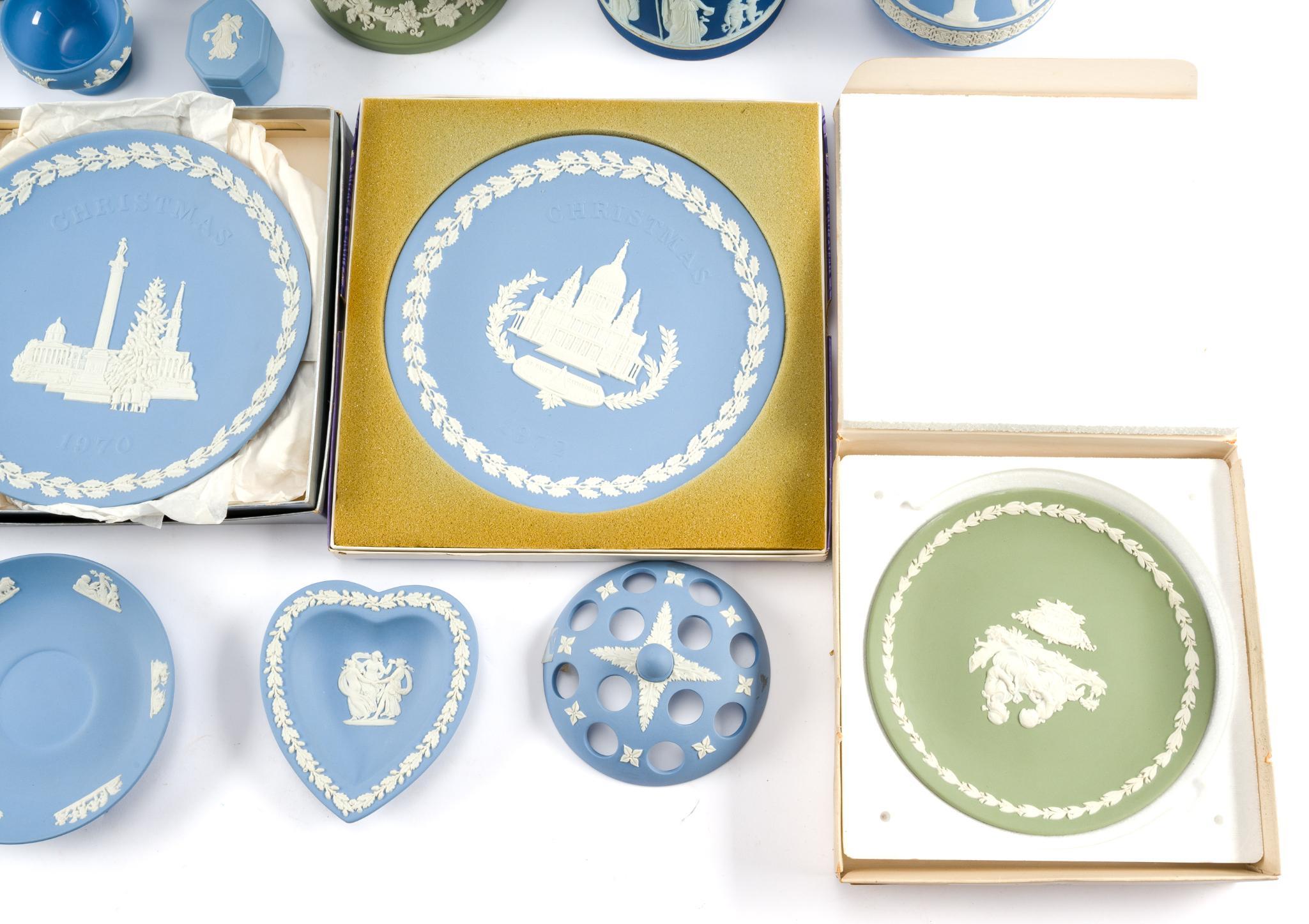 Wedgwood Jasperware Pitchers, Plates, Flower Frog, and More