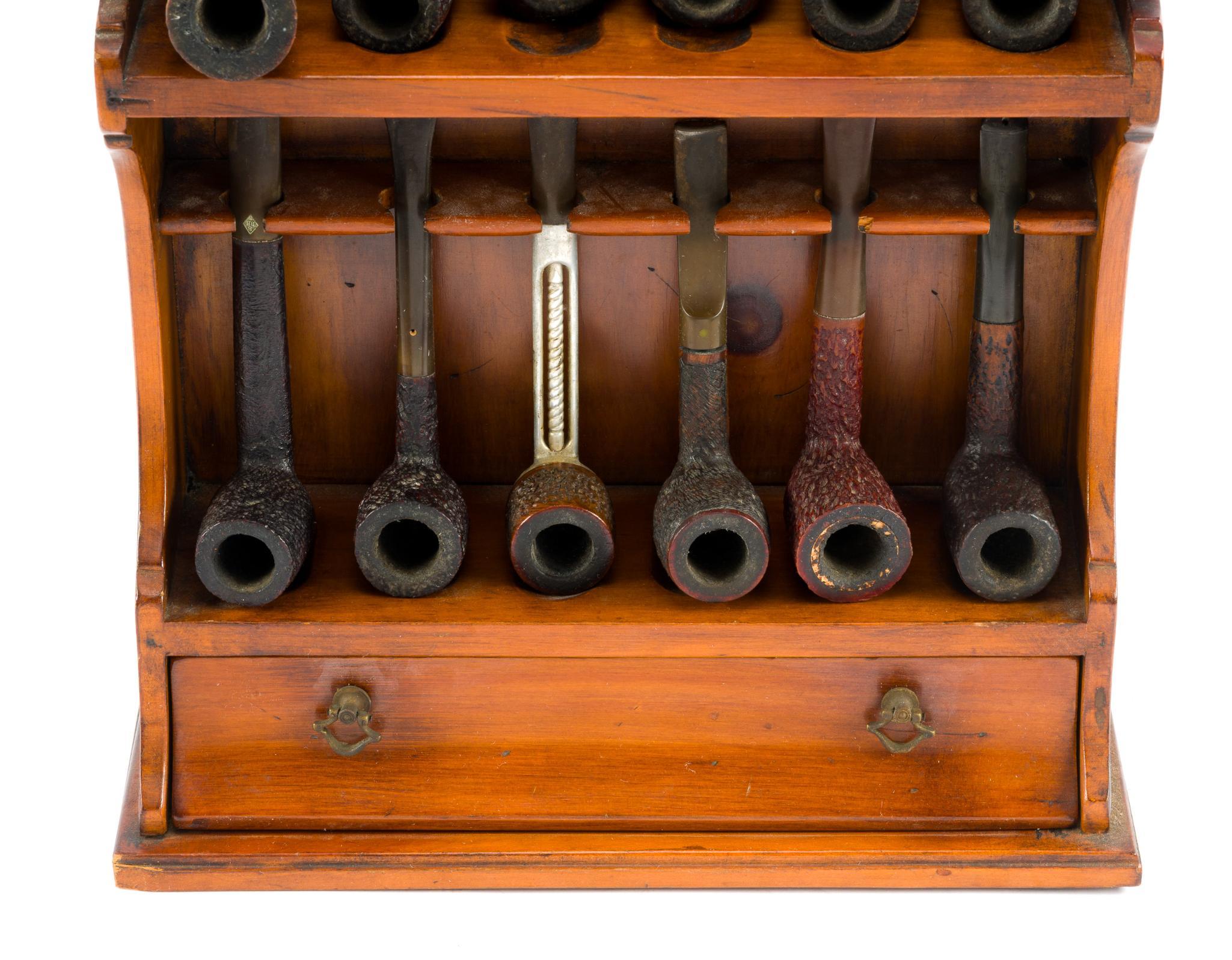 Pine-Tique Wooden Pipe Rack with Pipes