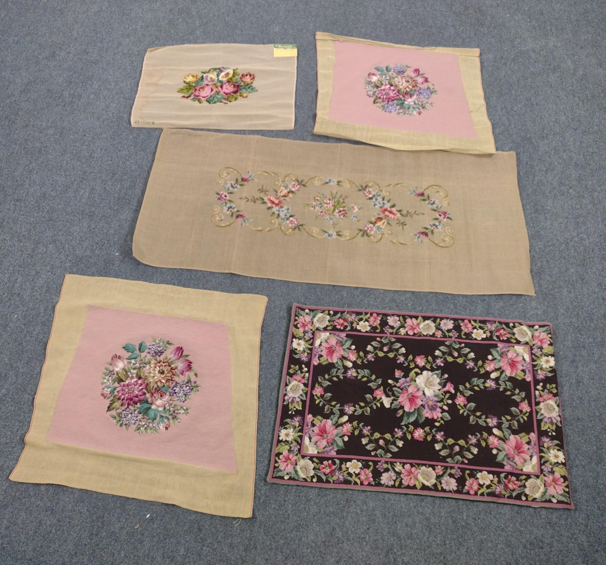 5 Needlepoint Floral Tapestries