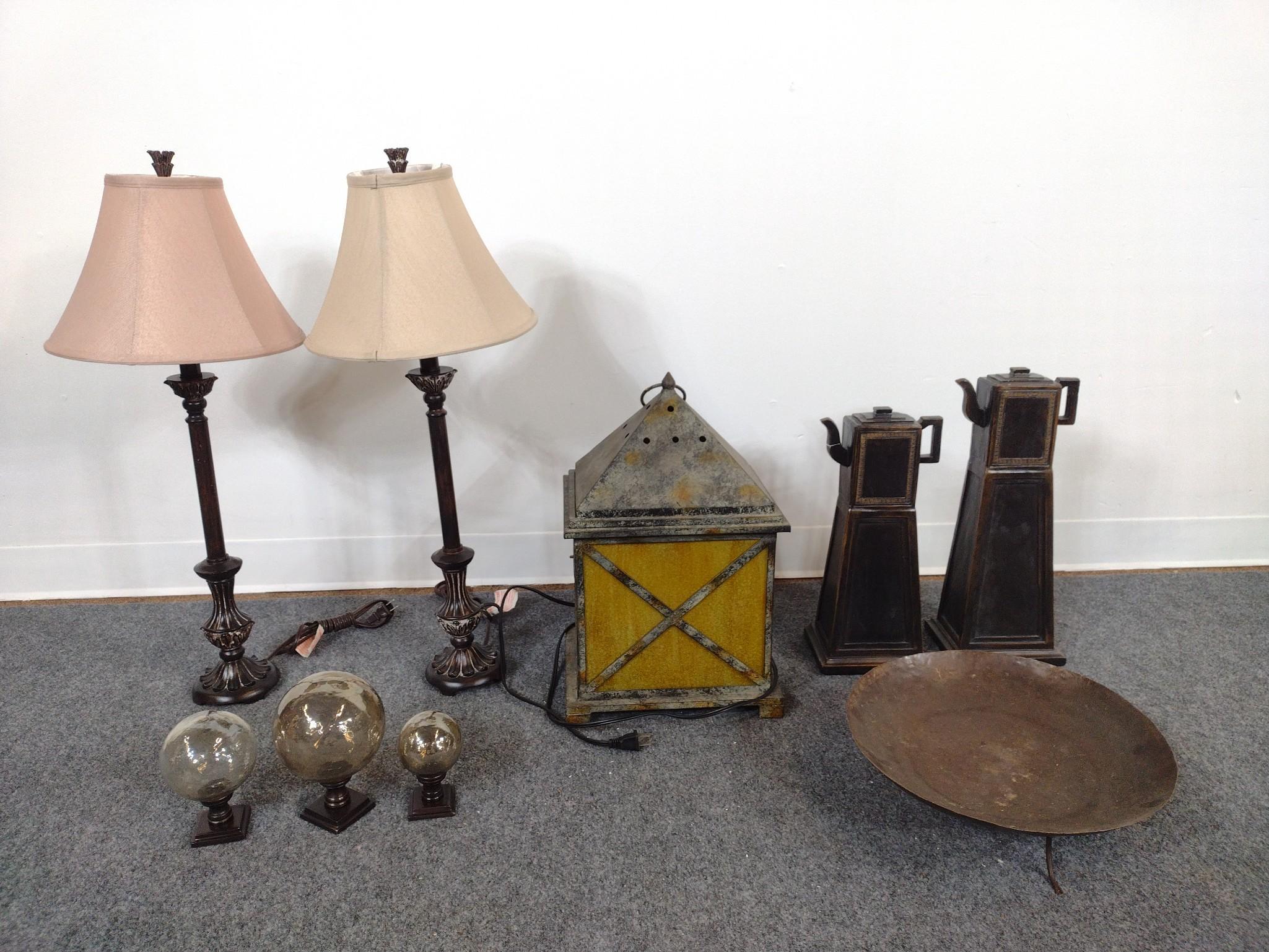 Assorted Modern Decor & 2 Table Lamps