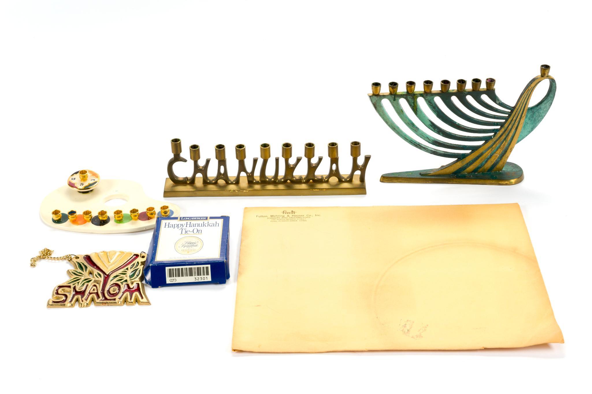 3 Menorahs & 3 Jewish Decorations