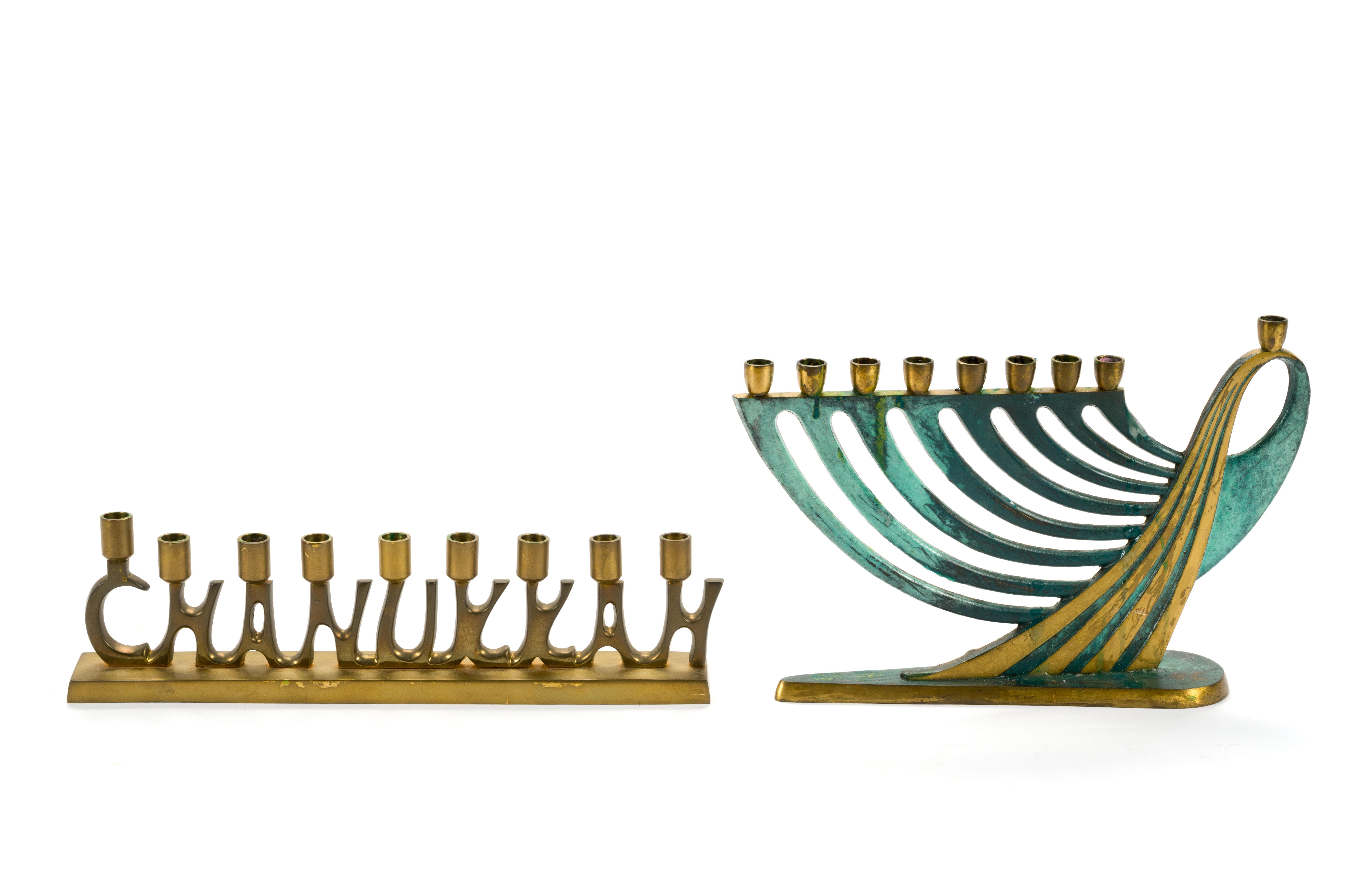 3 Menorahs & 3 Jewish Decorations